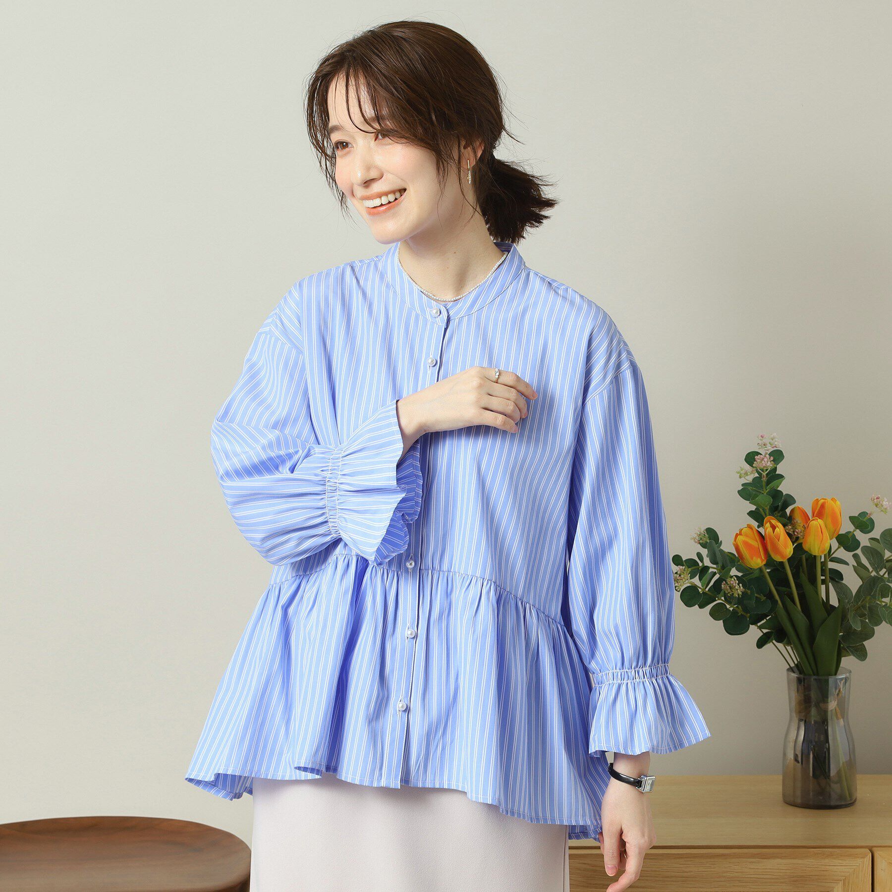 ITS&rsquo;DEMO「【手洗い可／通勤】ペプラムブラウス」|シャツ・ブラウス|