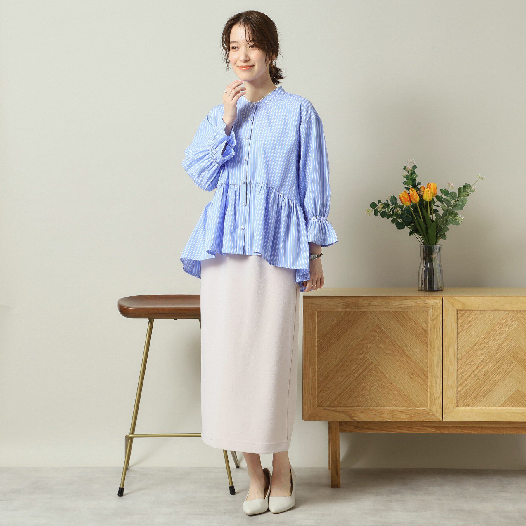 ITS&rsquo;DEMO「【手洗い可／通勤】ペプラムブラウス」|シャツ・ブラウス|