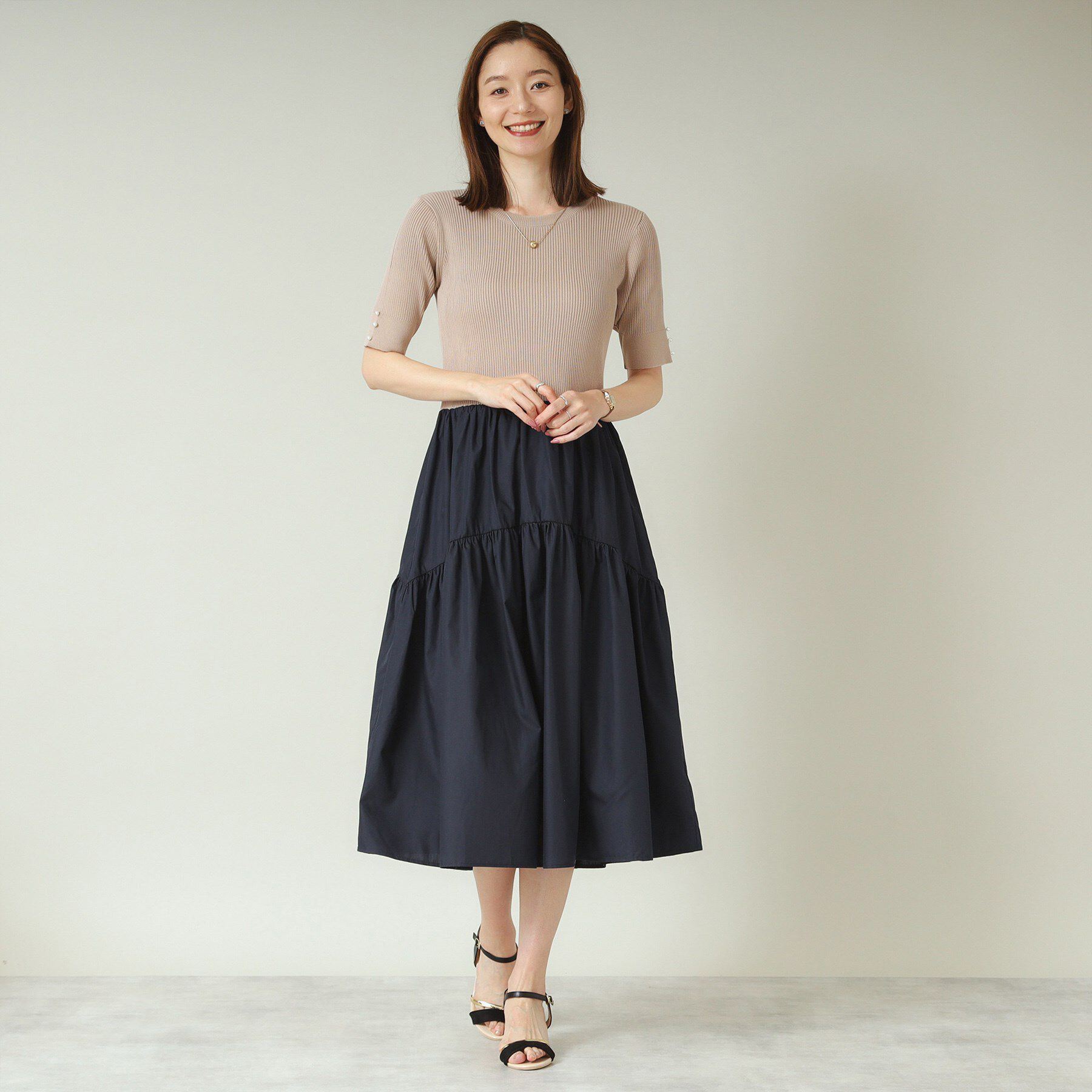 ITS&rsquo;DEMO「【手洗い可】ニットドッキングワンピース」|ワンピース|