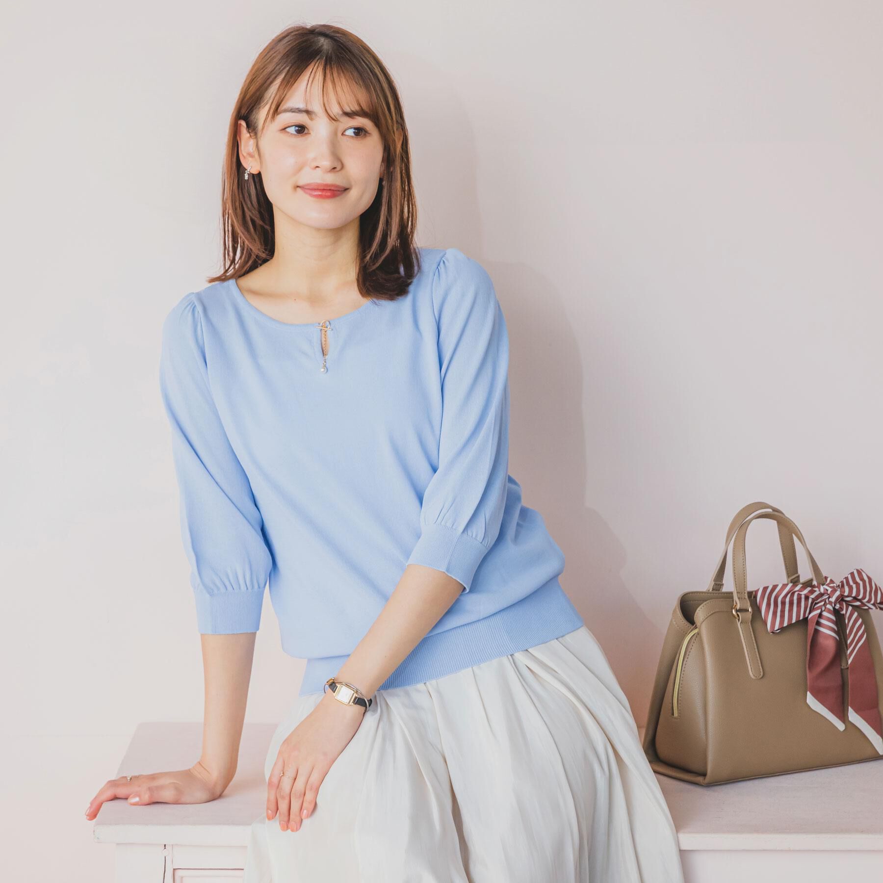 ITS&rsquo;DEMO「【UVケア／接触冷感／アンチピリング／洗濯機OK】キーネックニット」|ニット・セーター|