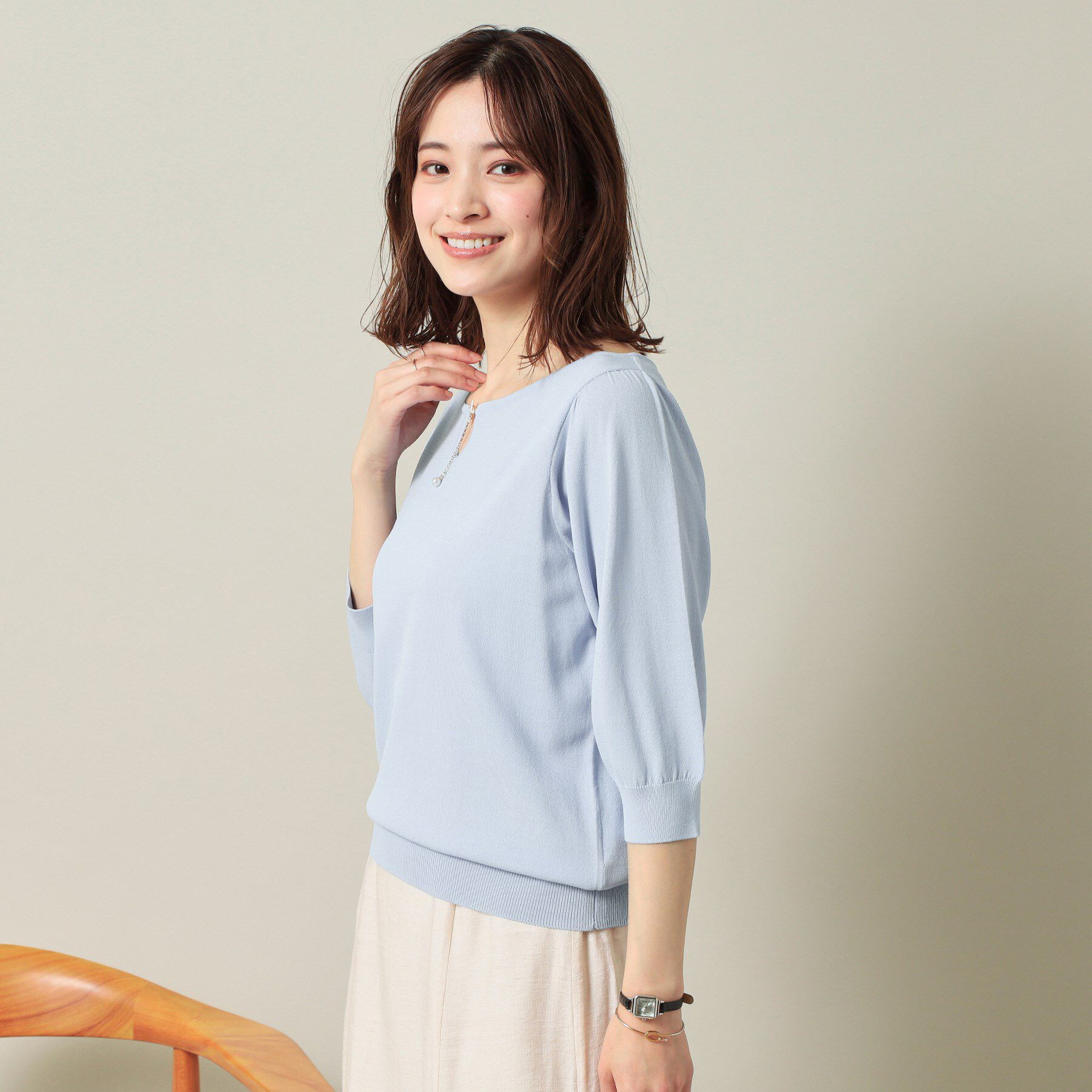 ITS&rsquo;DEMO「【UVケア／接触冷感／アンチピリング／洗濯機OK】キーネックニット」|ニット・セーター|