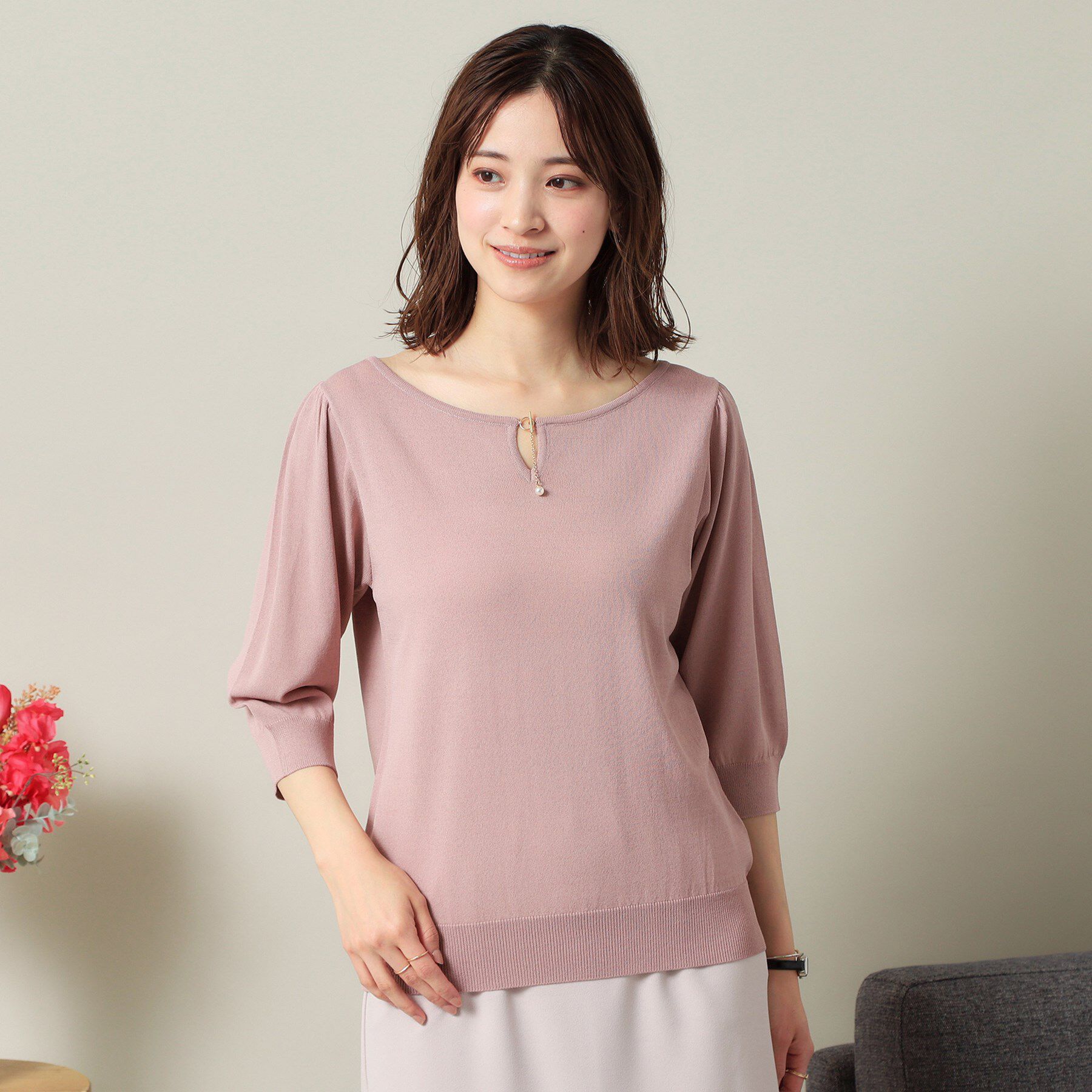 ITS&rsquo;DEMO「【UVケア／接触冷感／アンチピリング／洗濯機OK】キーネックニット」|ニット・セーター|