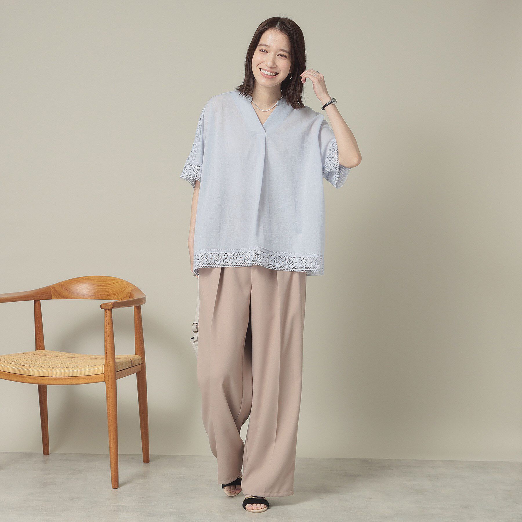 ITS&rsquo;DEMO「【手洗い可】レーススキッパーブラウス」|シャツ・ブラウス|