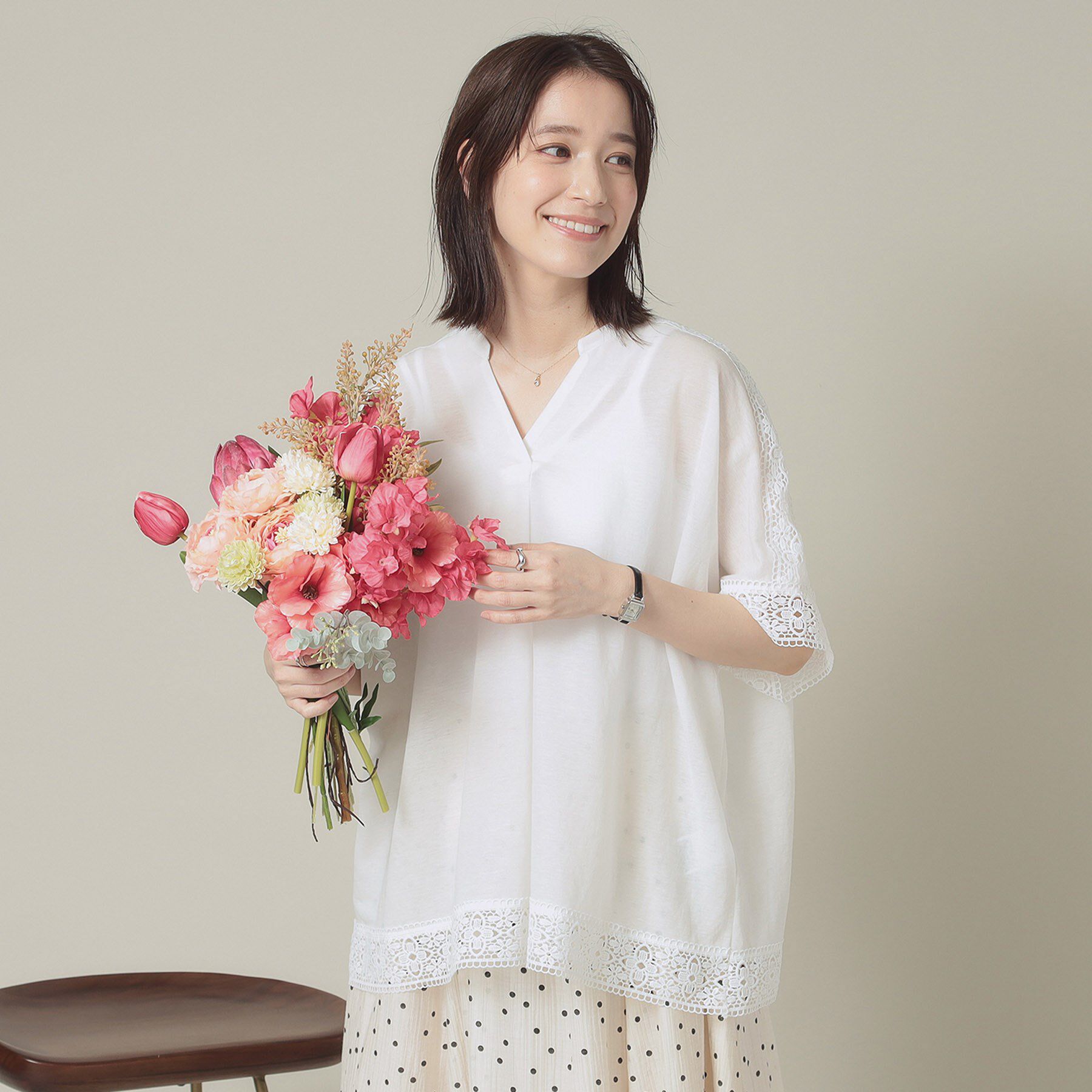 ITS&rsquo;DEMO「【手洗い可】レーススキッパーブラウス」|シャツ・ブラウス|