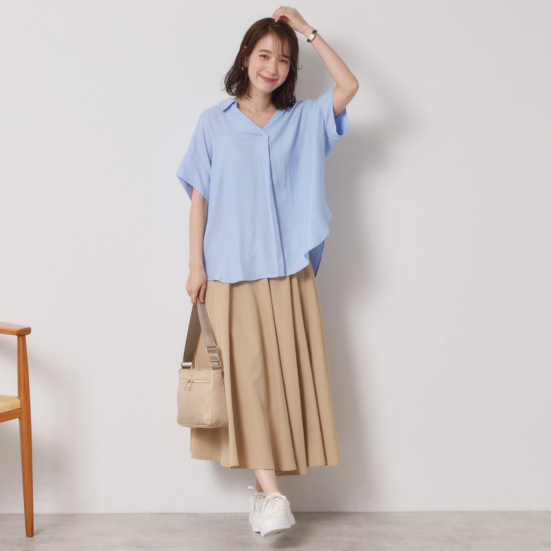 ITS&rsquo;DEMO「【接触冷感／手洗い可】強撚スラブスキッパーブラウス」|シャツ・ブラウス|