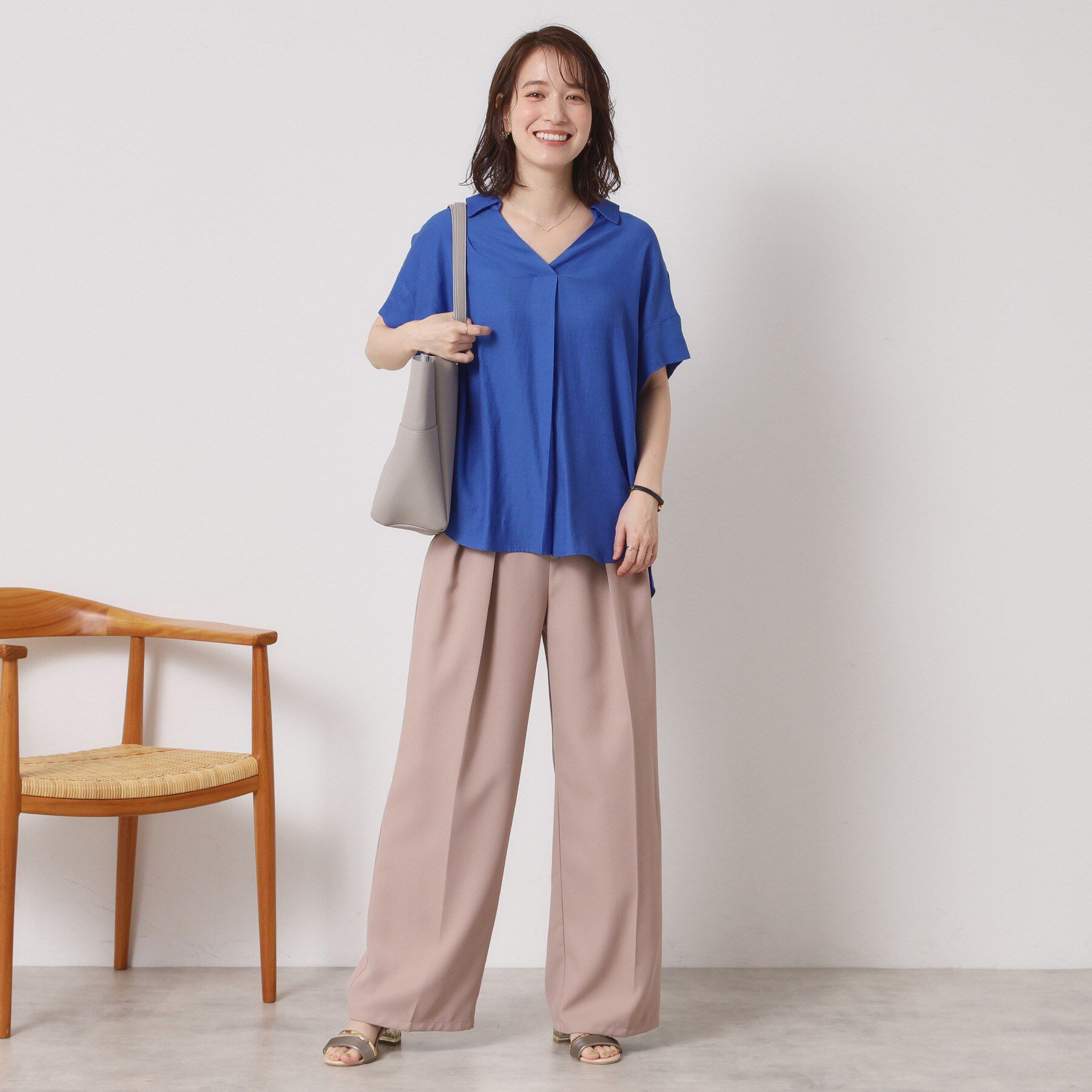 ITS&rsquo;DEMO「【接触冷感／手洗い可】強撚スラブスキッパーブラウス」|シャツ・ブラウス|