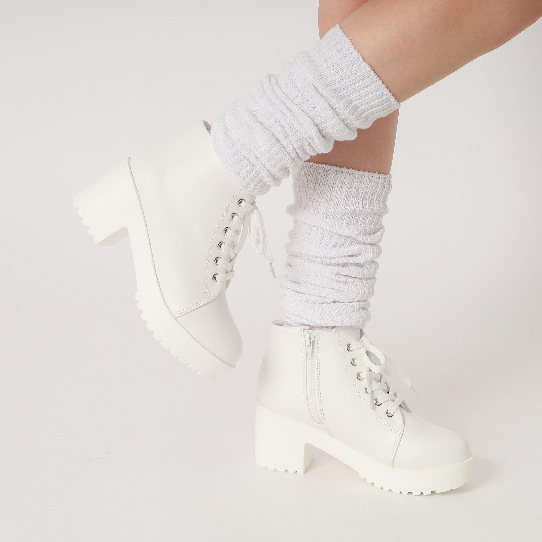 csT&P「一体厚底レースアップブーツ」|ショートブーツ|ﾎﾜｲﾄ(001)