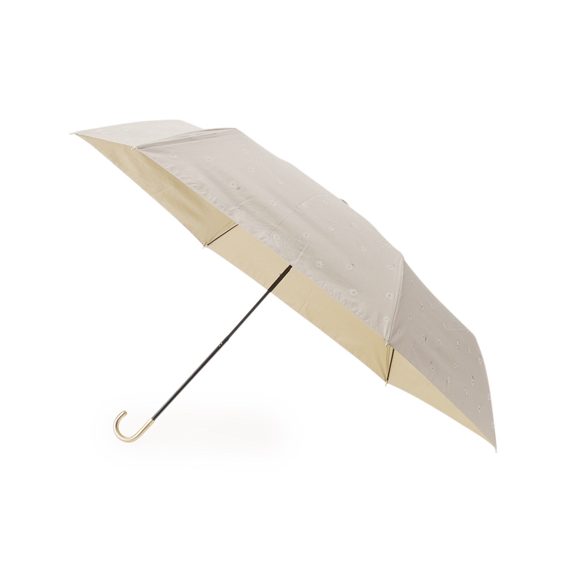 Ober Tashe「遮光率100％ UVカット率100％ 遮光ゴールドラインマーガレットmini 日傘 晴雨兼用 折りたたみ傘」|傘|