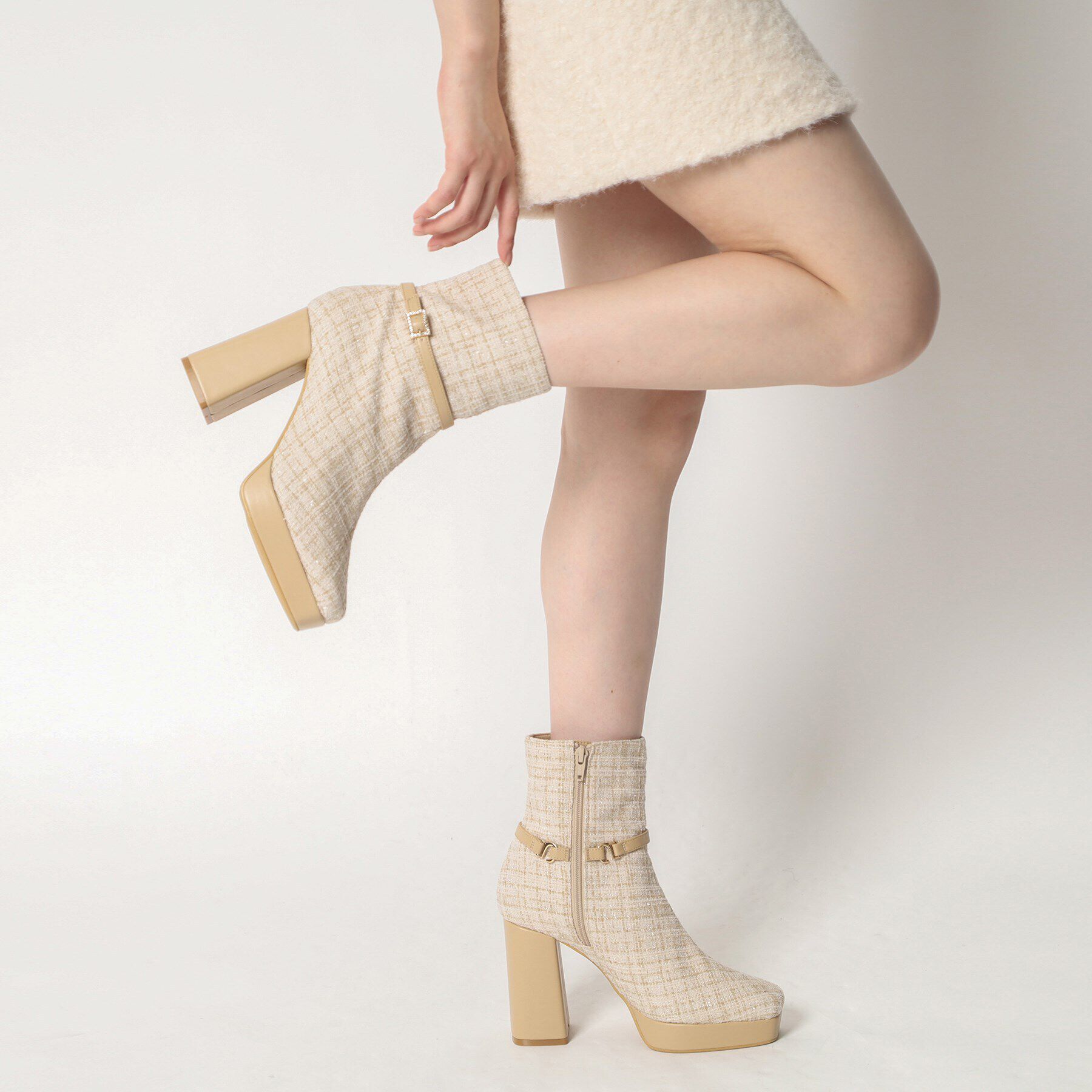 ESPERANZA「ツイードベルトショートブーツ」|ショートブーツ|