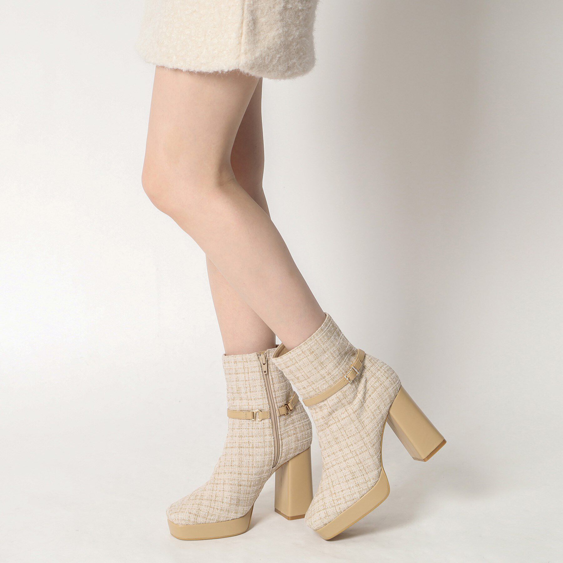 ESPERANZA「ツイードベルトショートブーツ」|ショートブーツ|