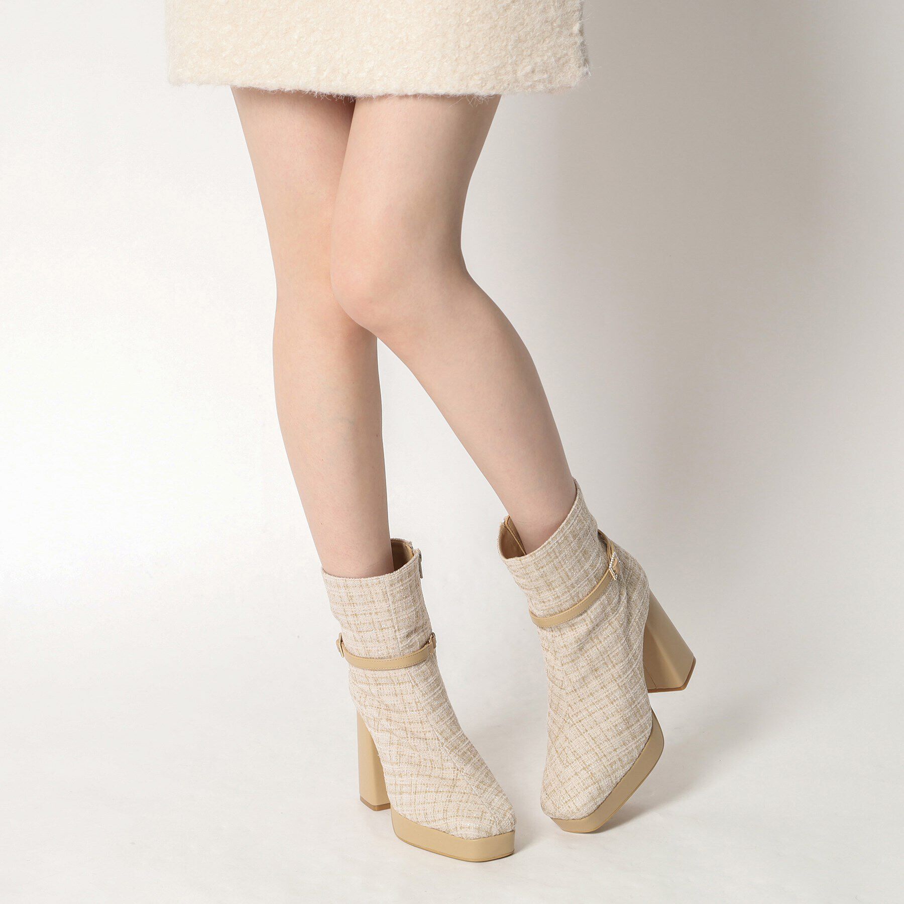 ESPERANZA「ツイードベルトショートブーツ」|ショートブーツ|