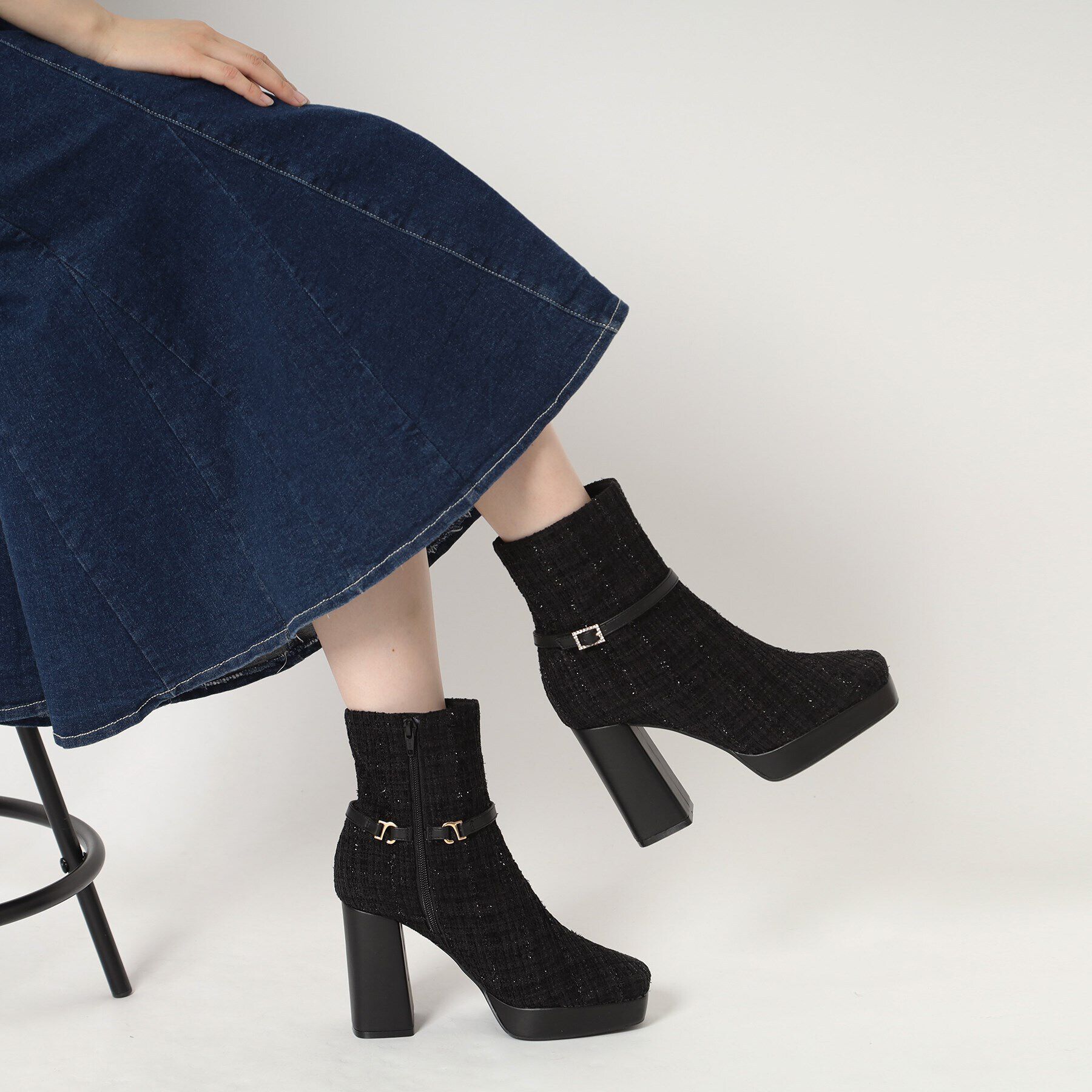 ESPERANZA「ツイードベルトショートブーツ」|ショートブーツ|