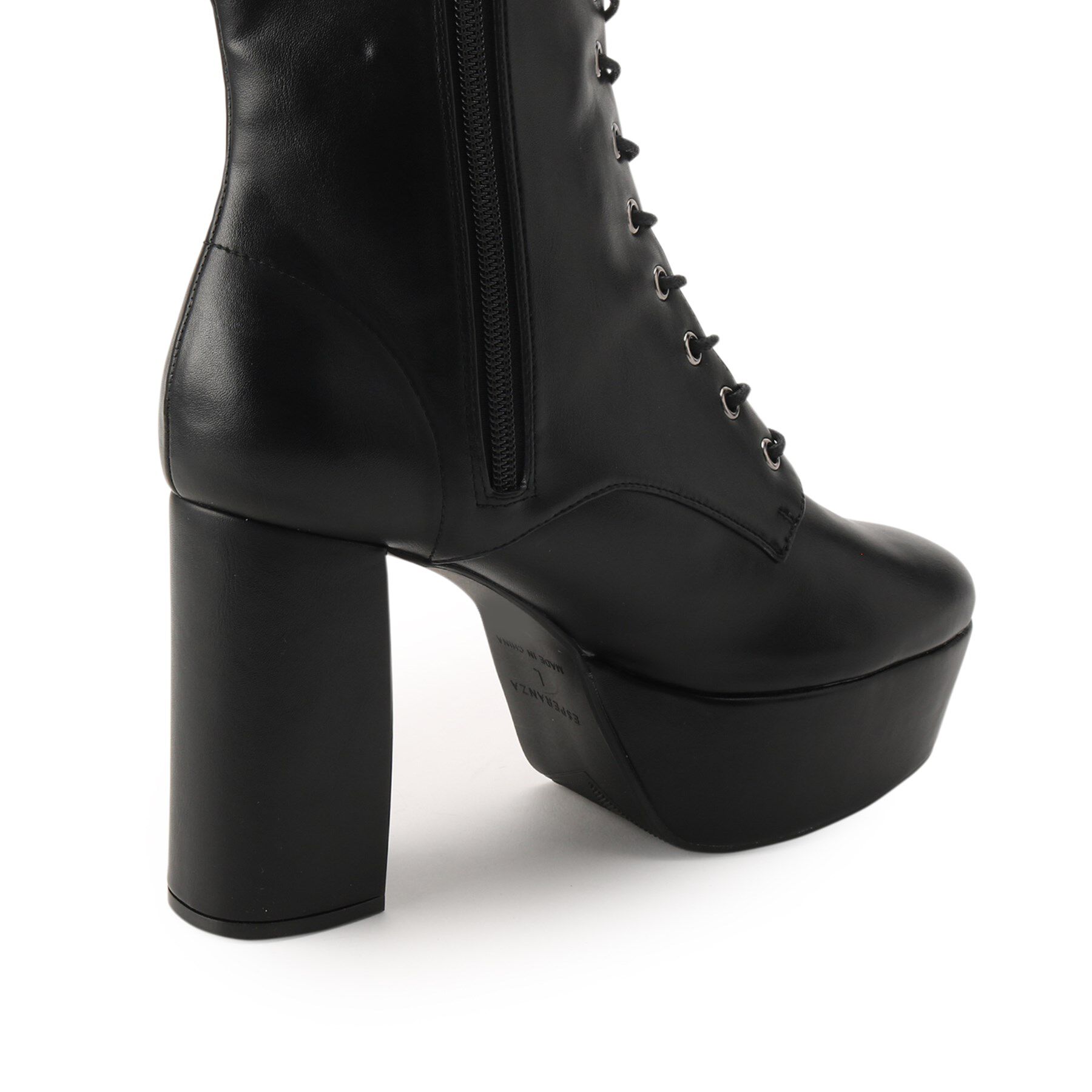 ESPERANZA「【ラク盛り／ロングブーツ】リピーター続出／脚長美脚　レースアップロングブーツ」|ショートブーツ|