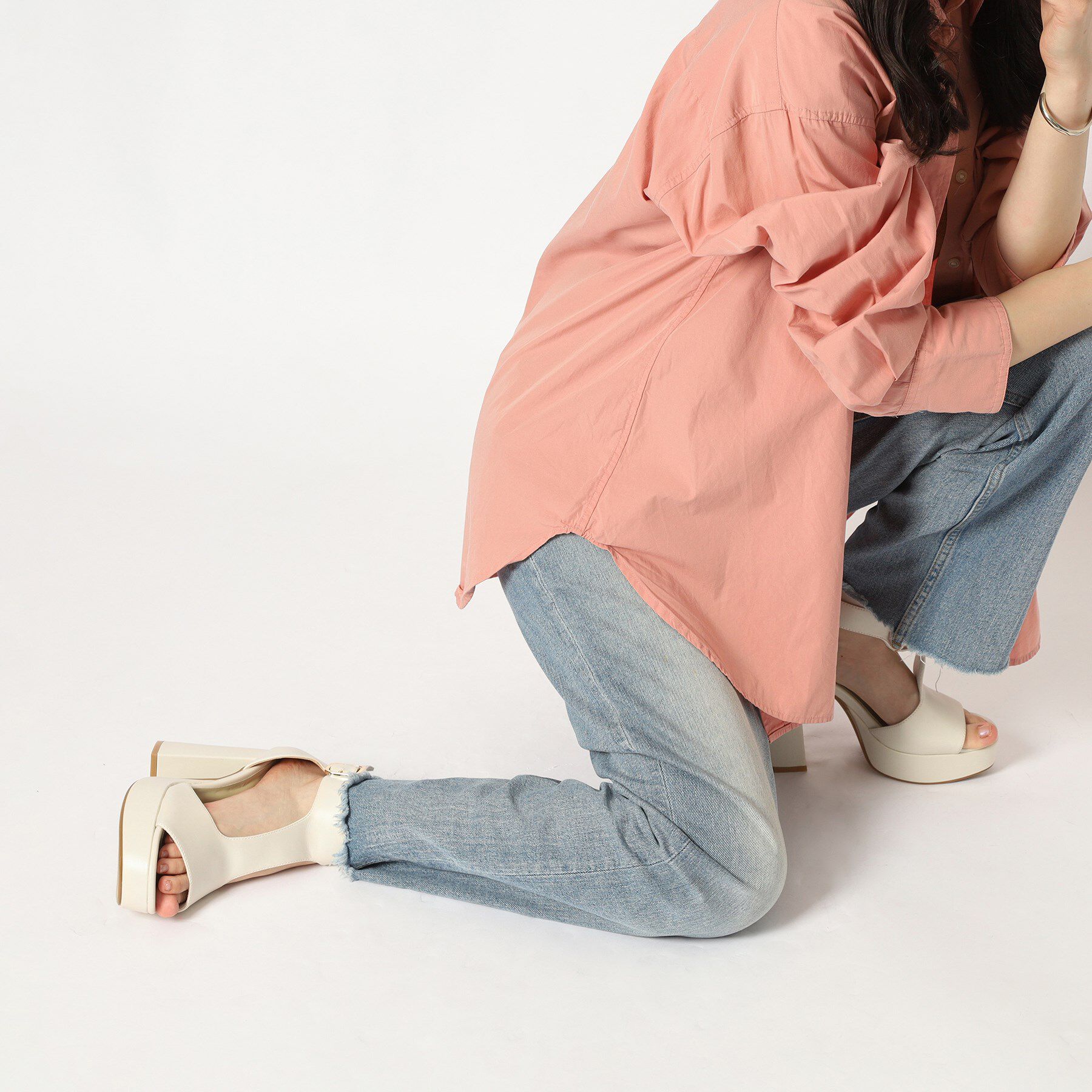 ESPERANZA「Tストラップスクエアサンダル」|サンダル|