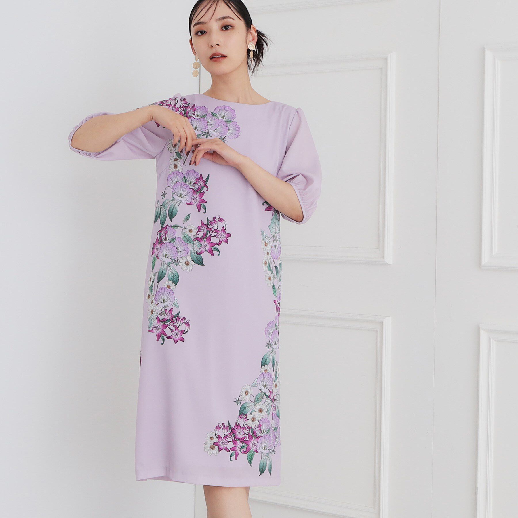 SunaUna「【＆yours project／パネル柄】フラワープリントワンピース」|ワンピース|