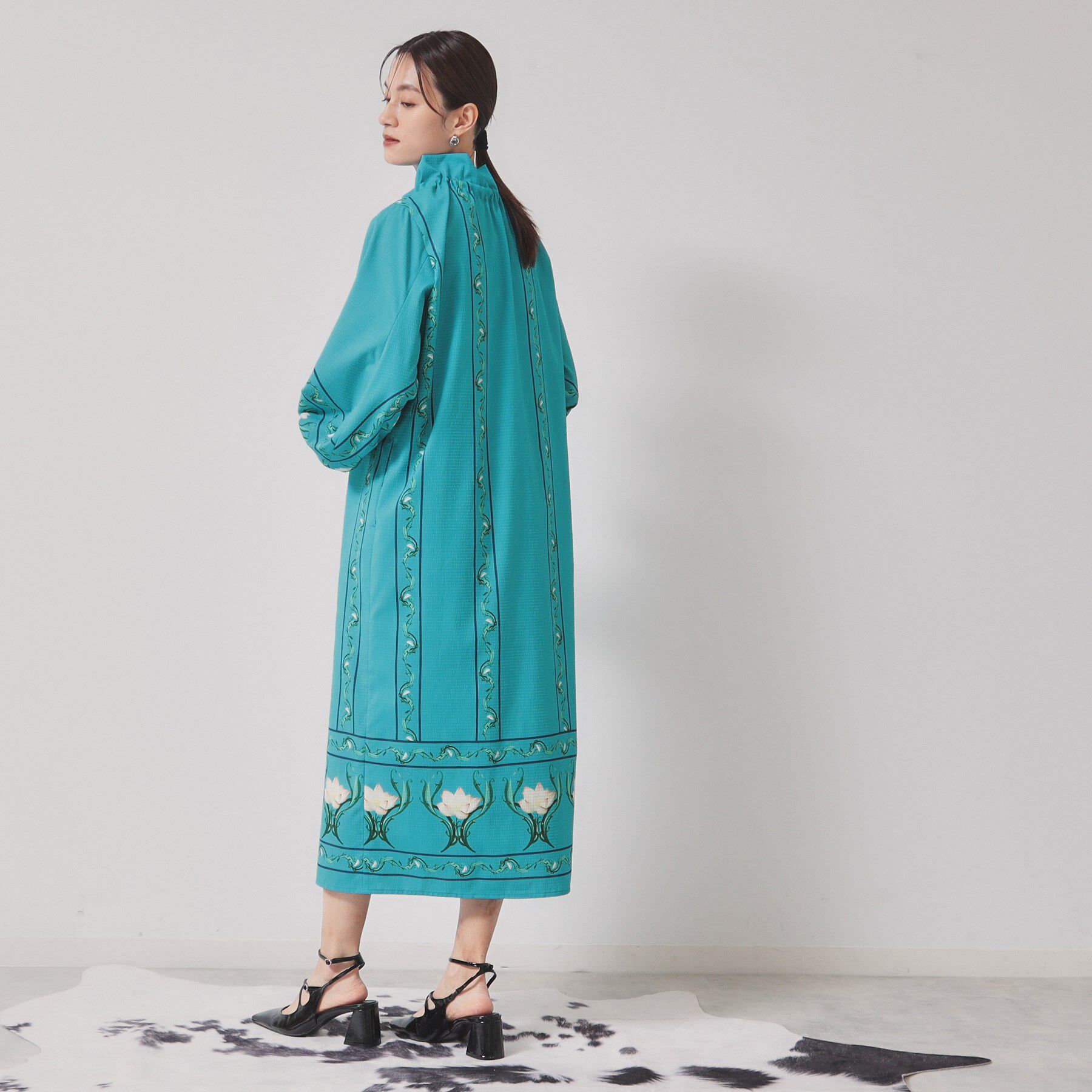 SunaUna「【スタンドフリル＆リボン】オリエンタルパネルワンピース」|ワンピース|