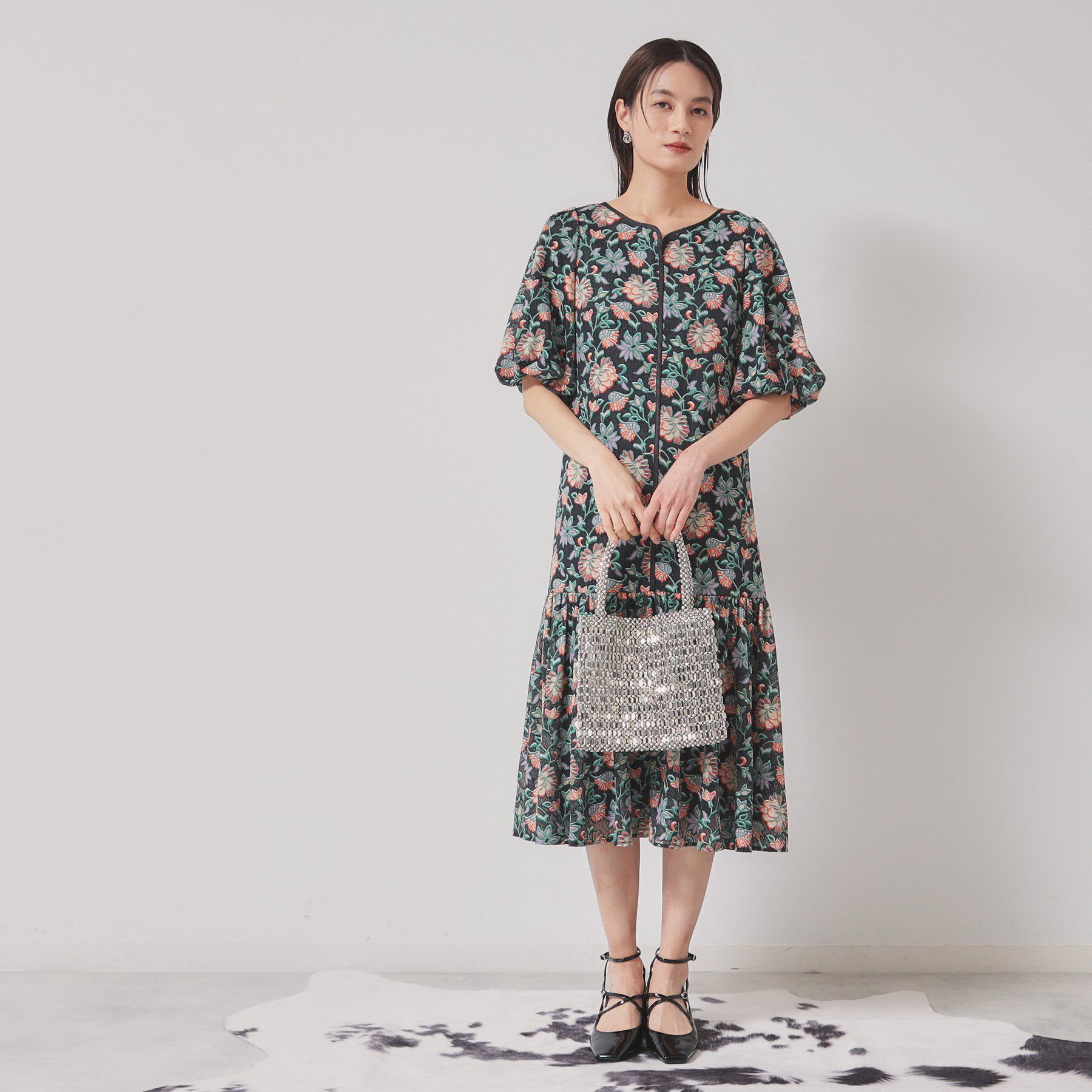 SunaUna「【オパールレース／パフスリーブ】ティアードワンピース」|ワンピース|