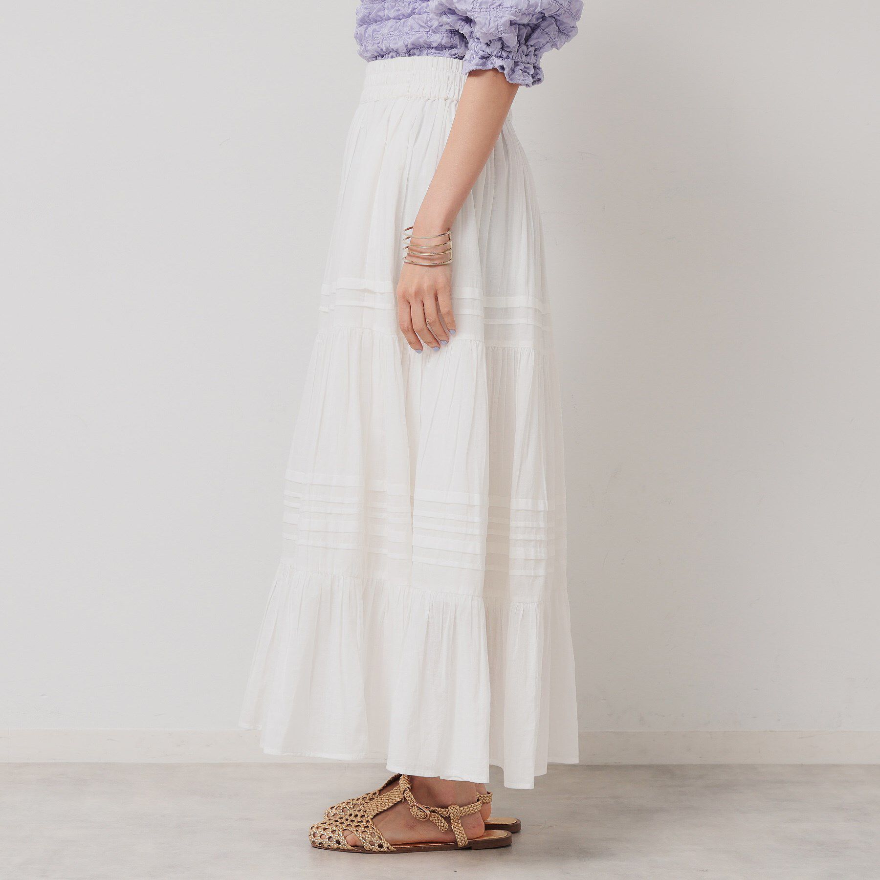 SunaUna「【軽い着心地／インド綿】ティアードロングスカート」|スカート|