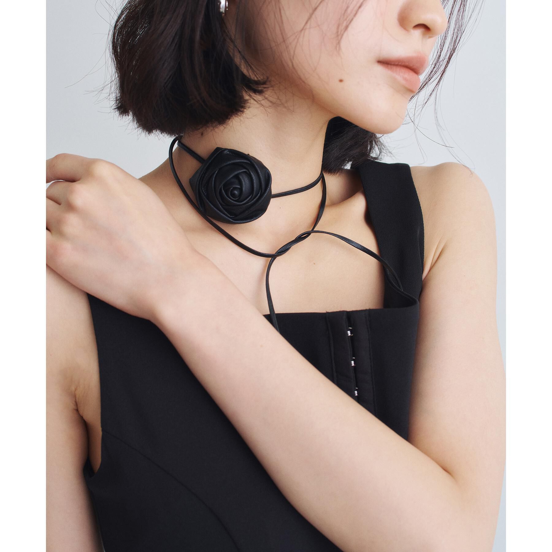 CODE A「heyep｜Faux Leather Rose Tie＆Choker」|ネックレス|