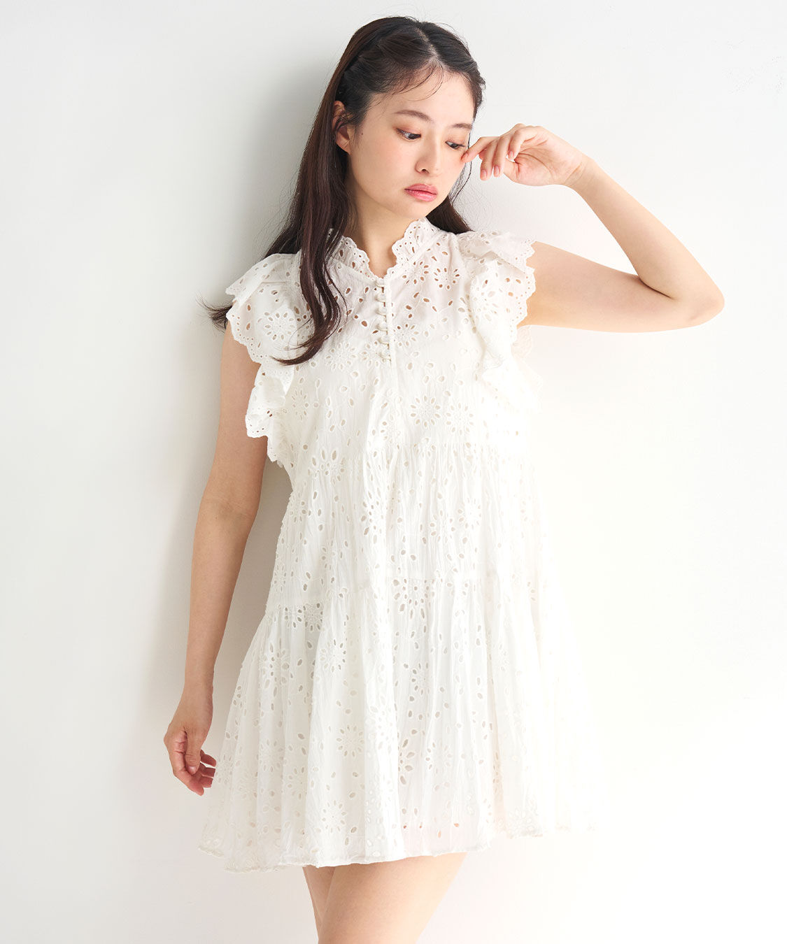 COCO DEAL「エンブロイダリーティアードミニワンピース」|ワンピース|