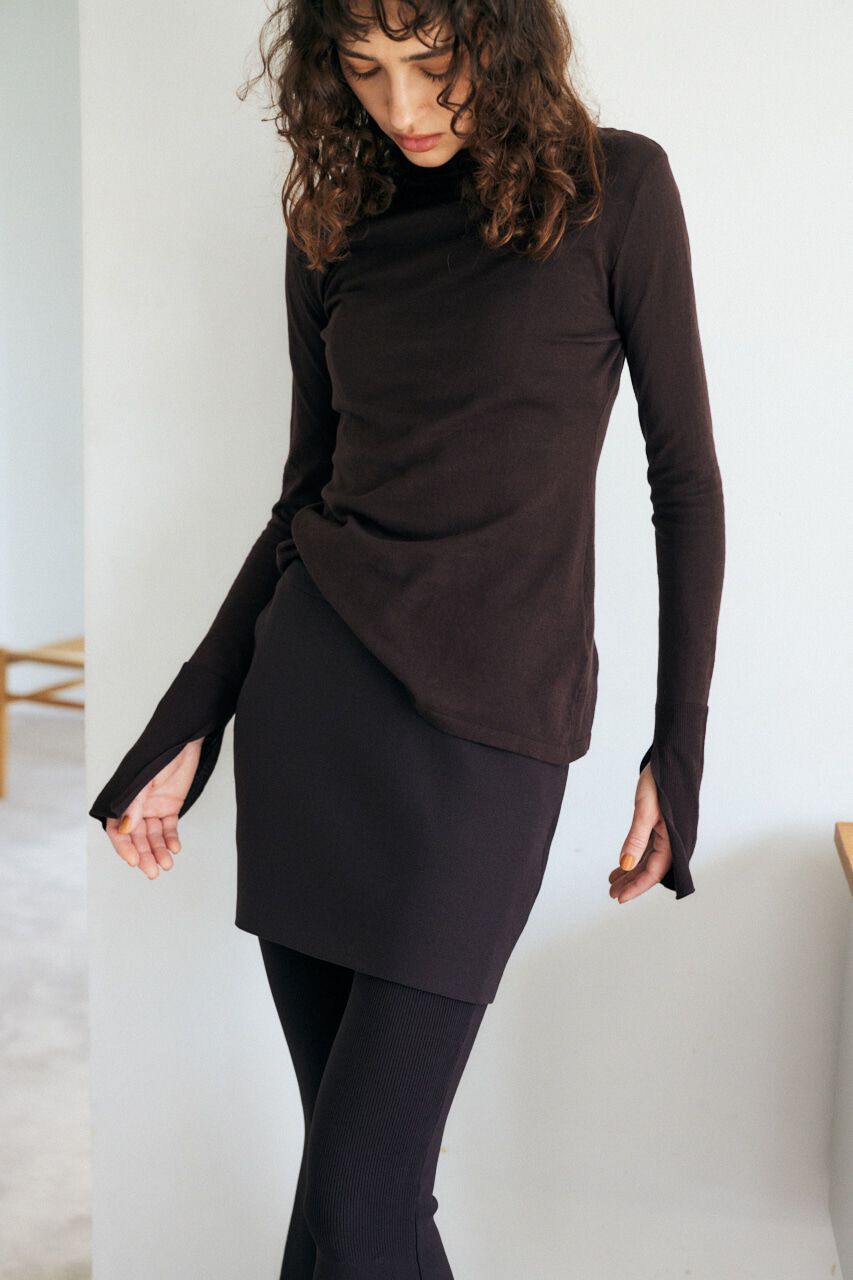 MOUSSY「バック スリット THIN ニット」|ニット・セーター|BLK