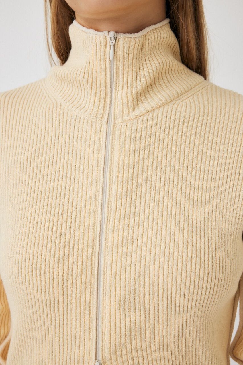 MOUSSY「BI COLOR ZIP UP RIB ニット」|ニット・セーター|