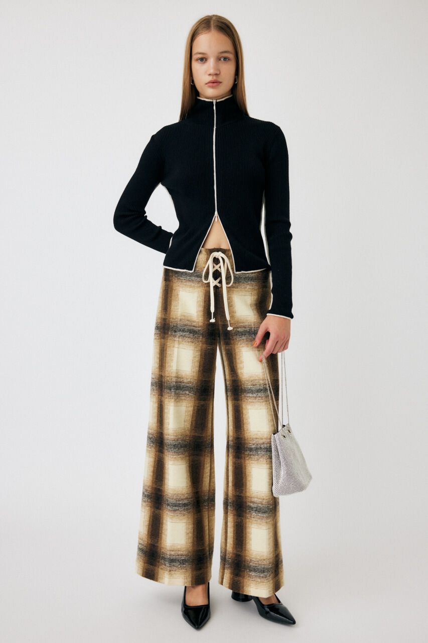 MOUSSY「BI COLOR ZIP UP RIB ニット」|ニット・セーター|