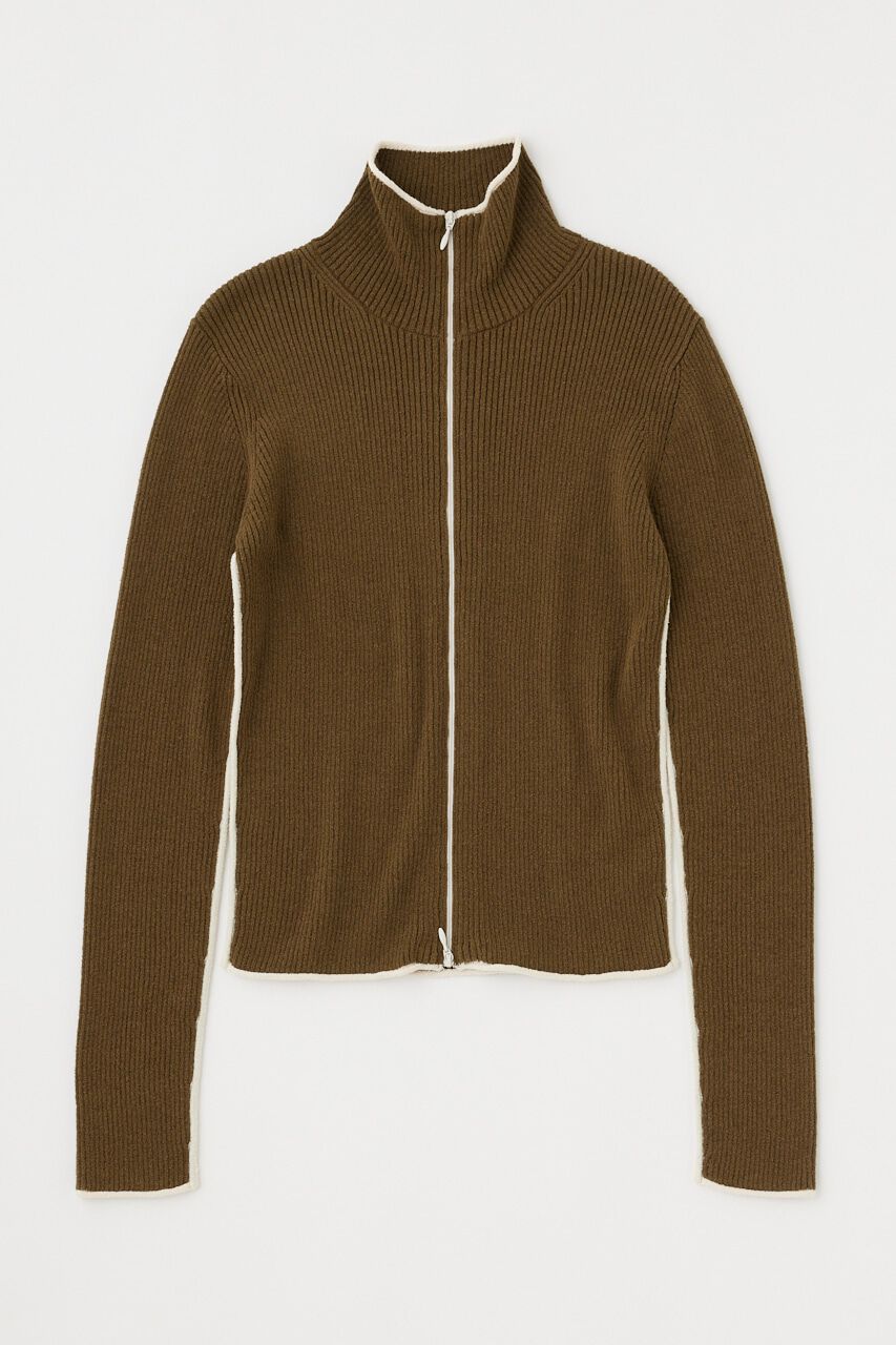 MOUSSY「BI COLOR ZIP UP RIB ニット」|ニット・セーター|