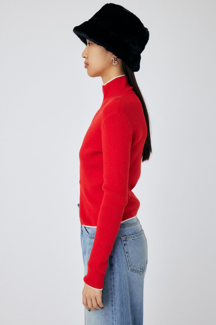 MOUSSY「BI COLOR ZIP UP RIB ニット」|ニット・セーター|