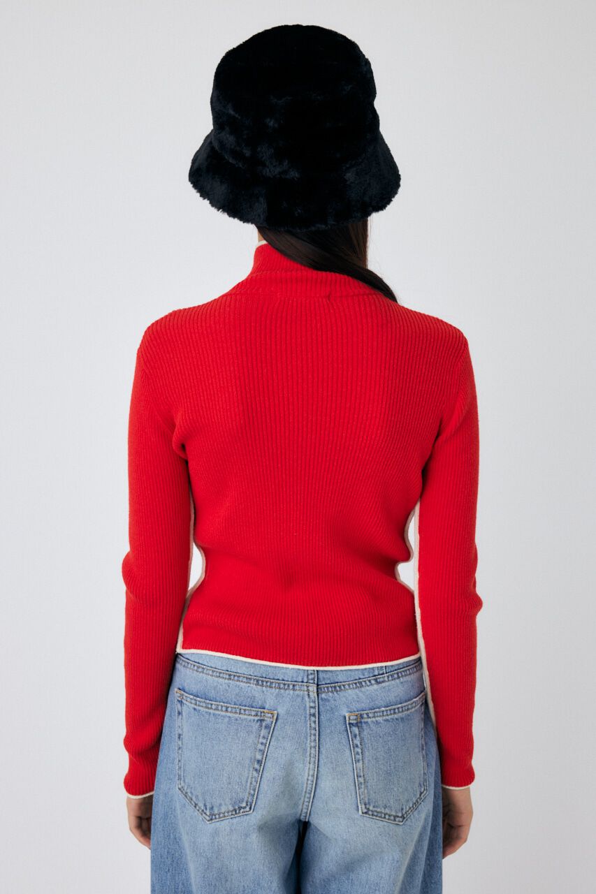 MOUSSY「BI COLOR ZIP UP RIB ニット」|ニット・セーター|