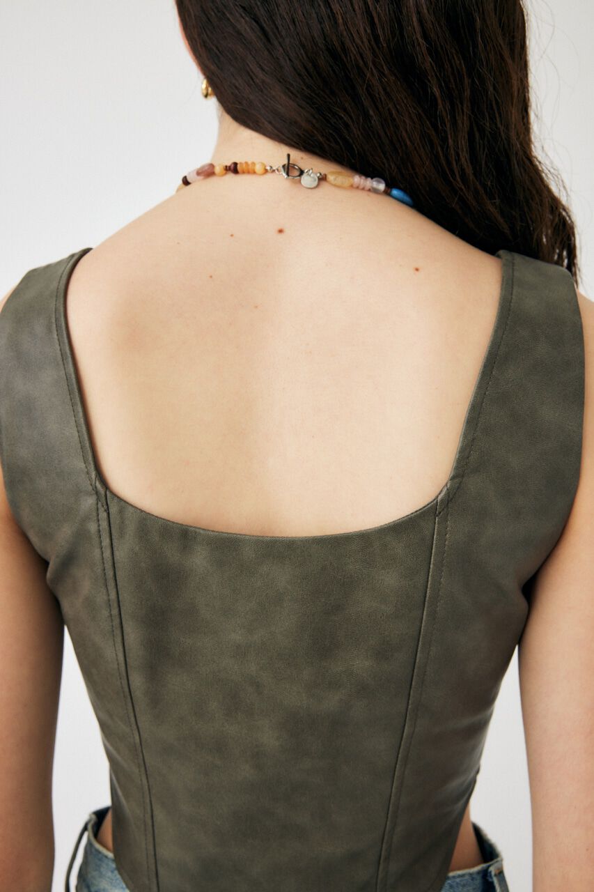 MOUSSY「F/LEATHER BUSTIER トップス」|キャミソール|