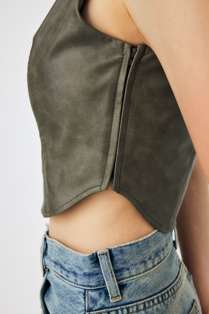 MOUSSY「F/LEATHER BUSTIER トップス」|キャミソール|