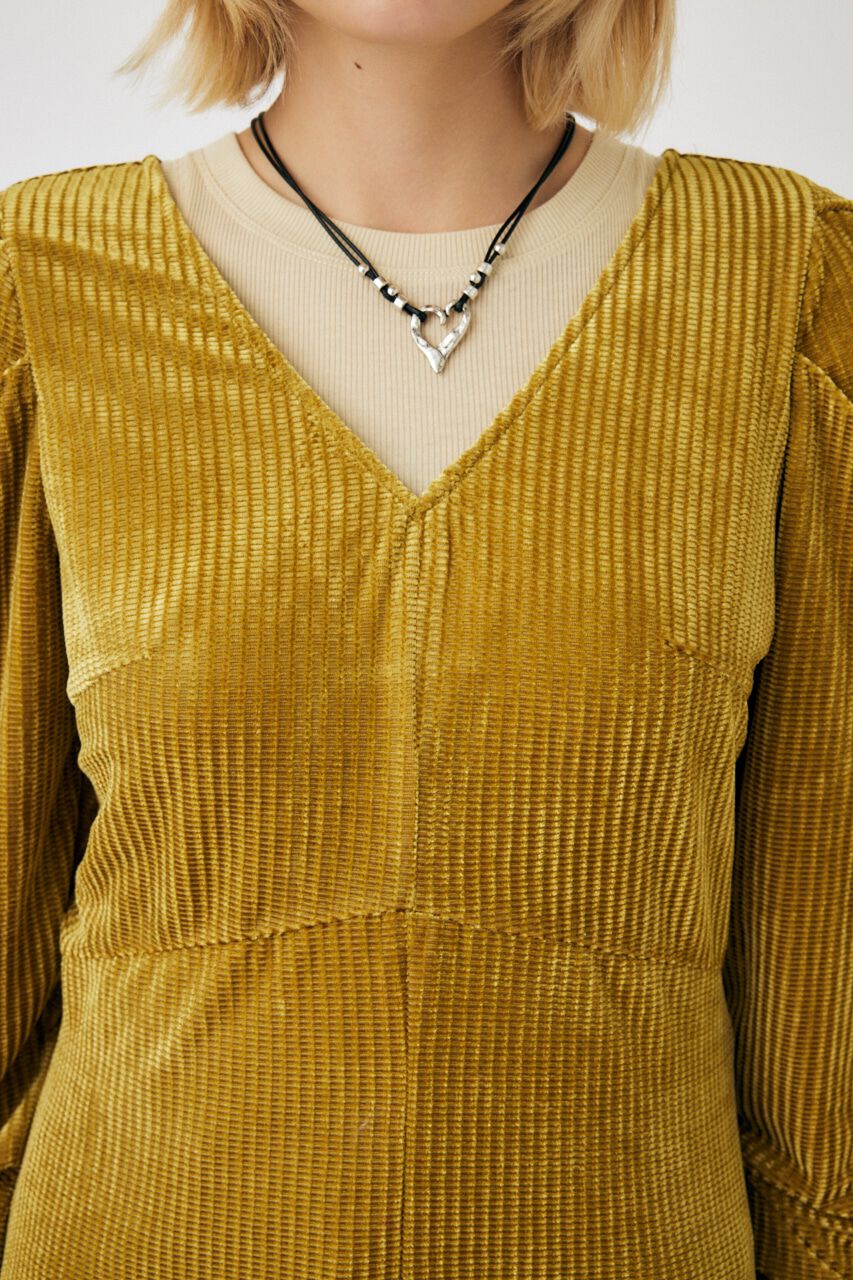 MOUSSY「VELOR PUFF SHOULDER ドレス」|ワンピース|