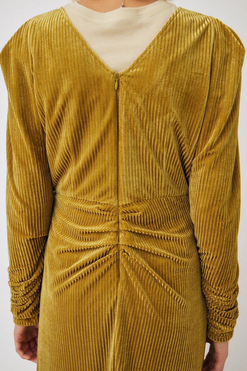 MOUSSY「VELOR PUFF SHOULDER ドレス」|ワンピース|