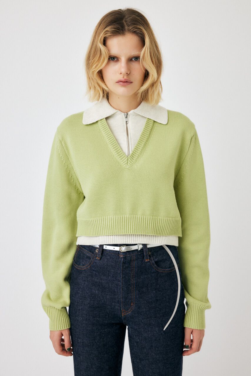 MOUSSY「LAYERED HALF ZIP セーター」|ニット・セーター|