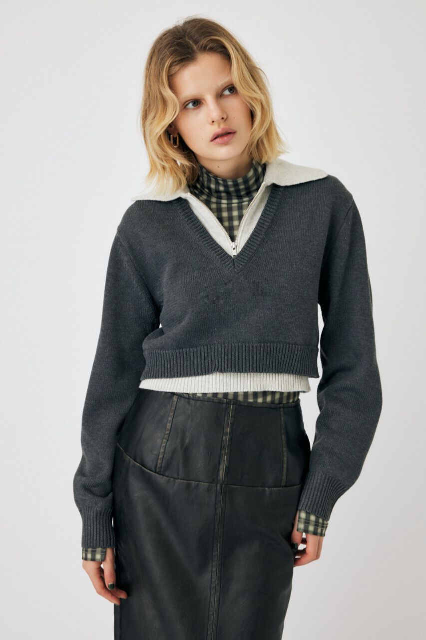 MOUSSY「LAYERED HALF ZIP セーター」|ニット・セーター|