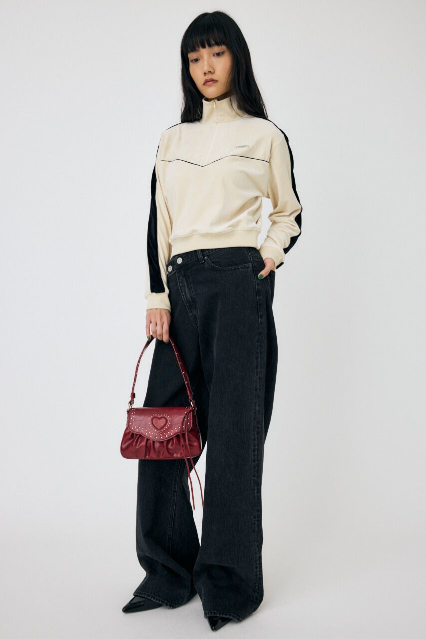 MOUSSY「VELOUR PIPING ハーフジップトップス」|Tシャツ・カットソー|