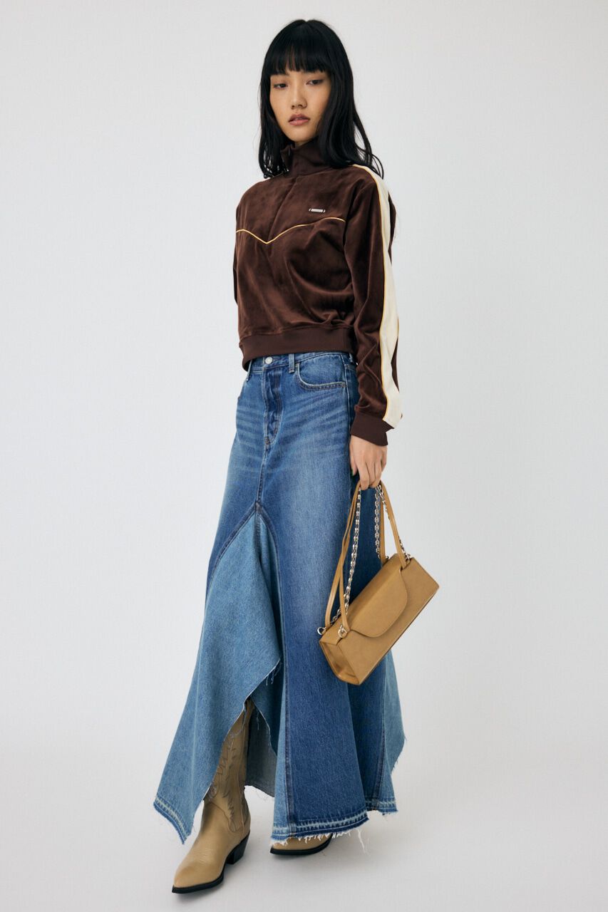 MOUSSY「VELOUR PIPING ハーフジップトップス」|Tシャツ・カットソー|