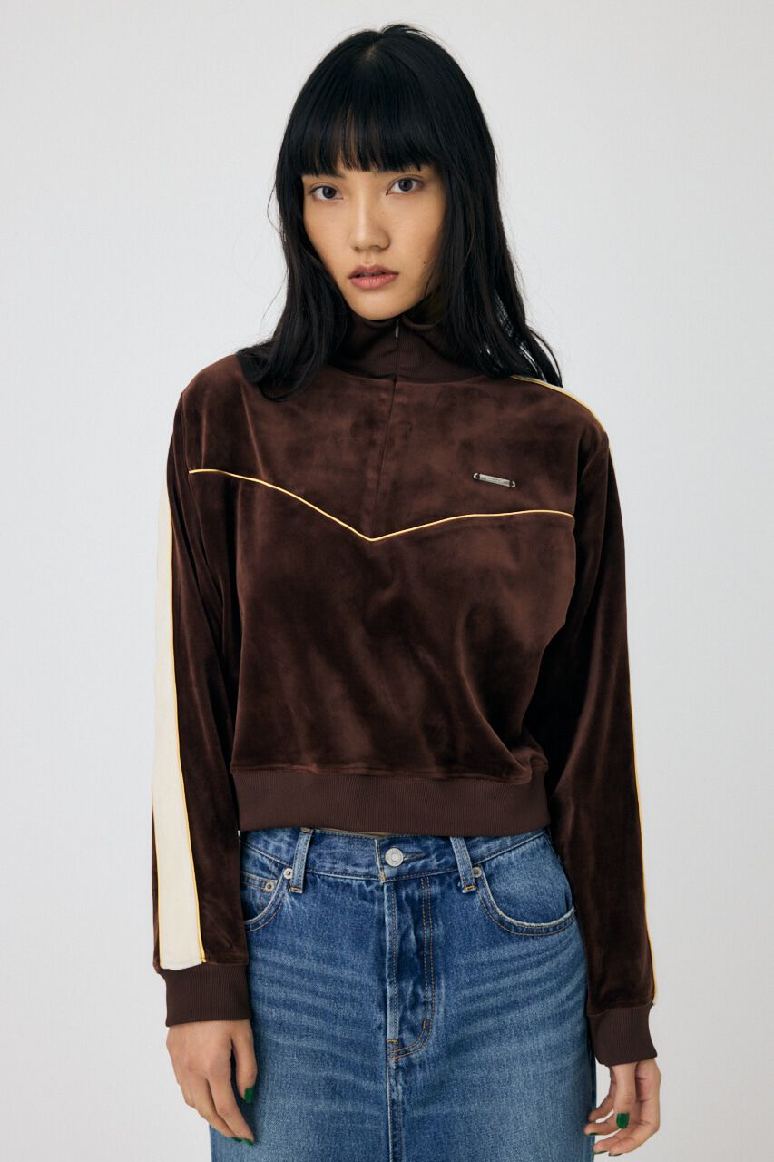MOUSSY「VELOUR PIPING ハーフジップトップス」|Tシャツ・カットソー|