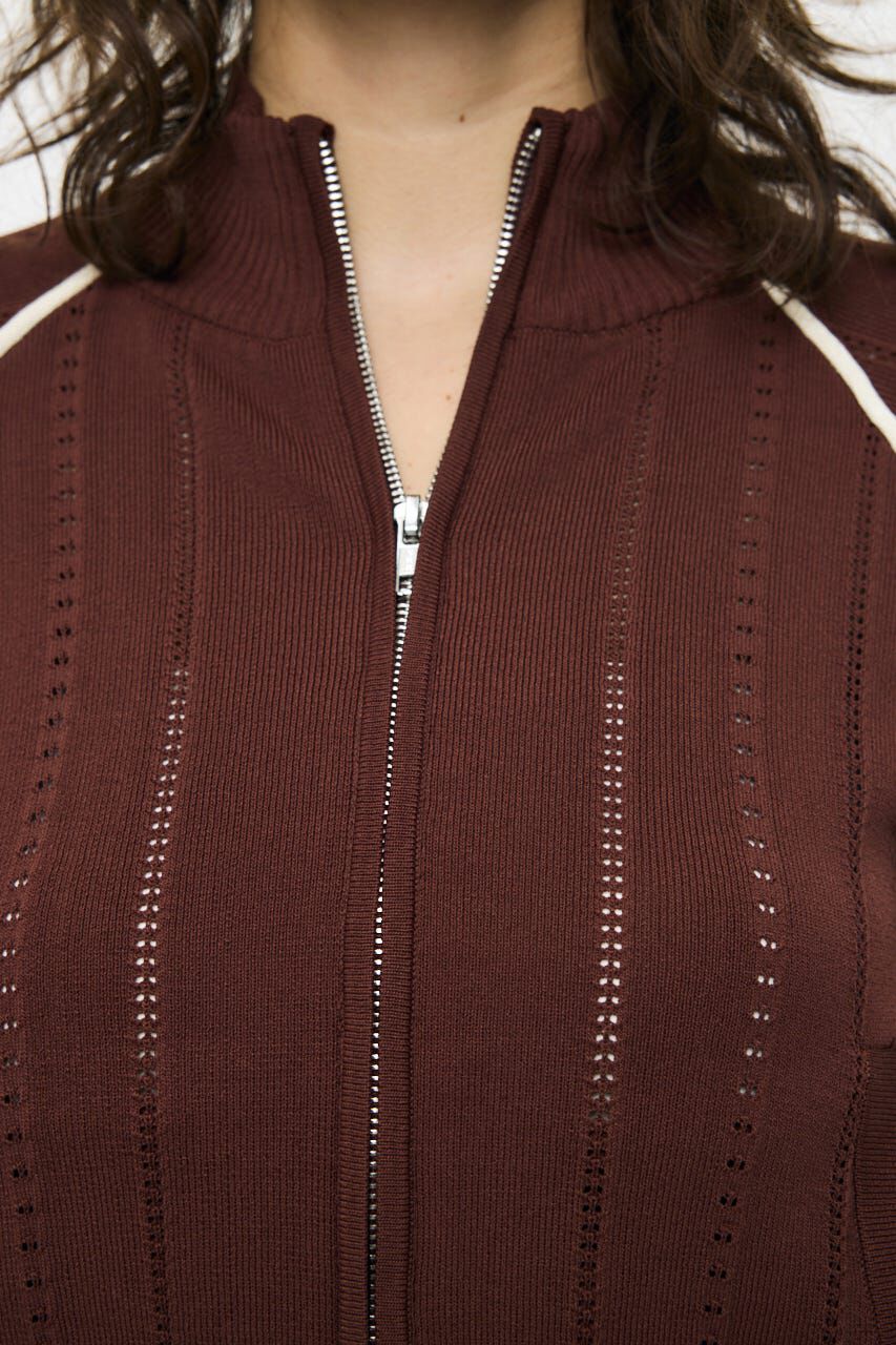 MOUSSY「MIX PATTERN KNIT TRACK トップス」|ニット・セーター|