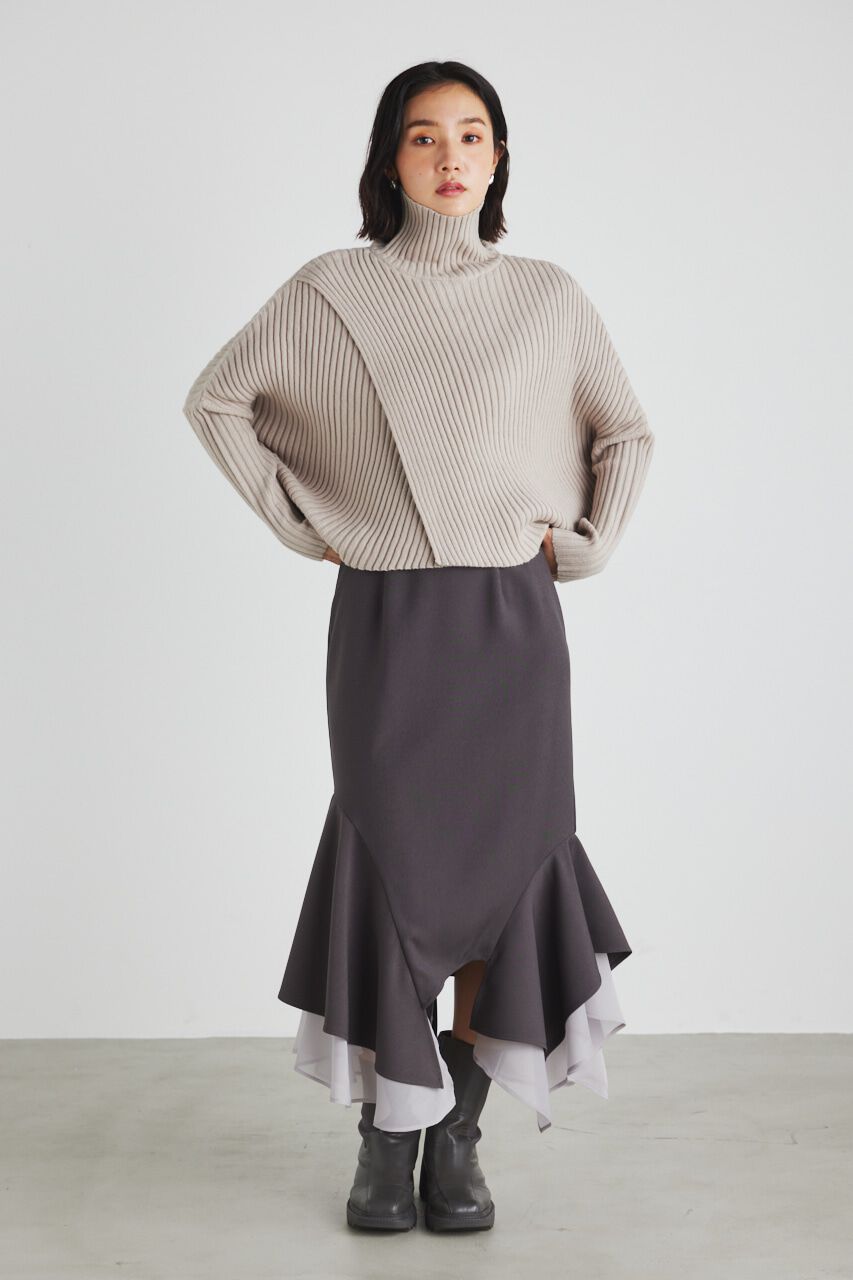 rienda「アシンメトリーレイヤードJ/WマーメイドSK」|スカート|GRY
