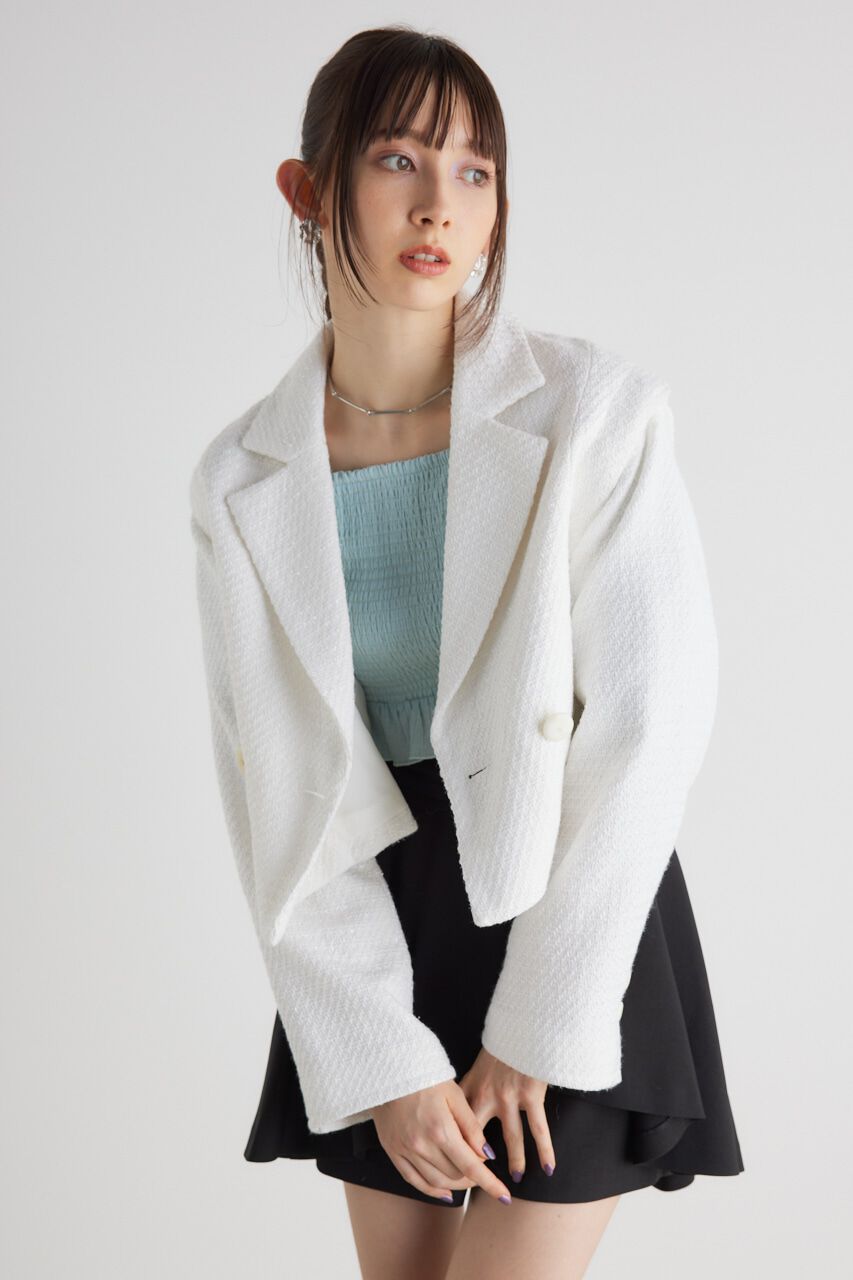 rienda「2wayショルダーツイードショート JK」|ダウンベスト・ベスト|WHT