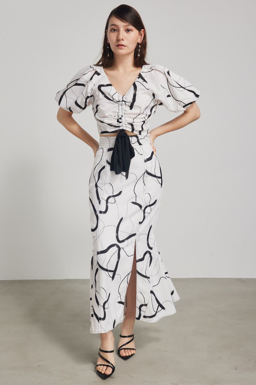 rienda「ドローストリングクロップドパフTOP」|シャツ・ブラウス|