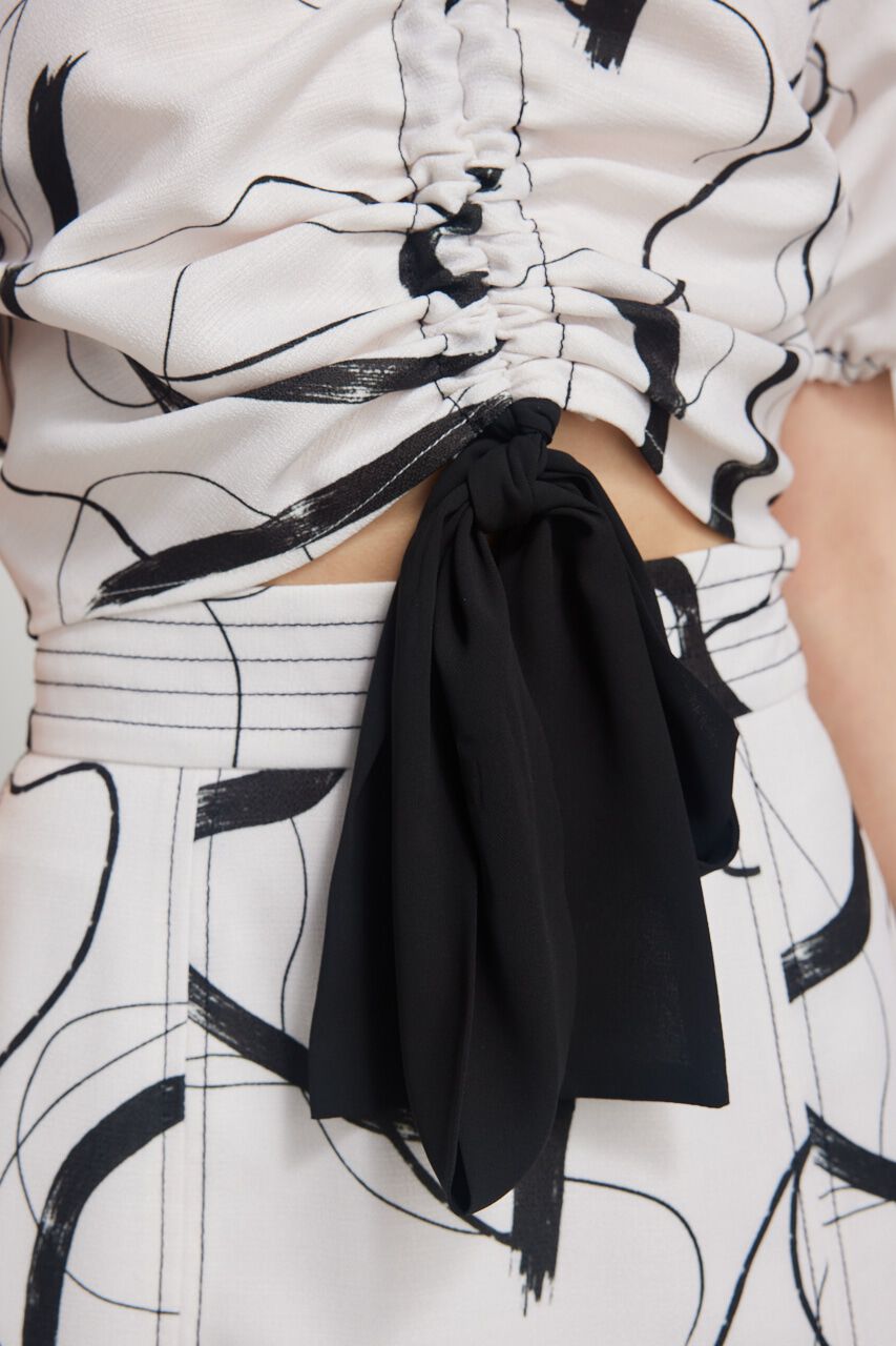 rienda「ドローストリングクロップドパフTOP」|シャツ・ブラウス|