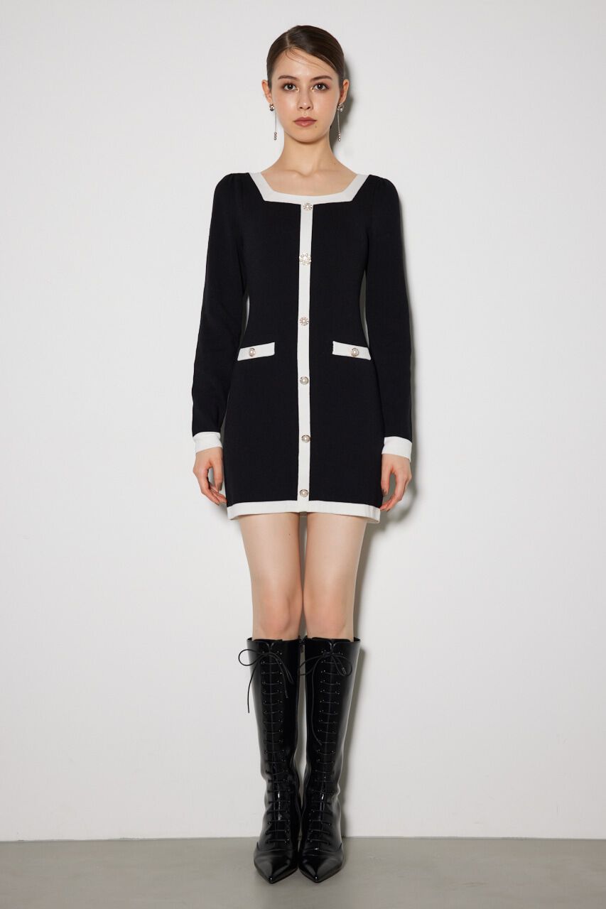 rienda「バイカラーニットミニワンピース」|ワンピース|