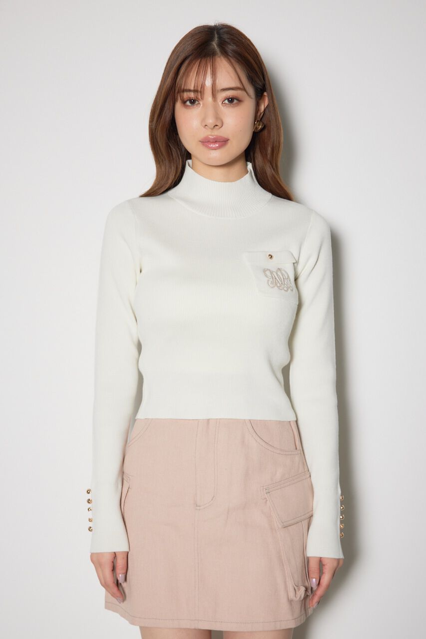 rienda「ポケット刺繍ニットトップス」|ニット・セーター|