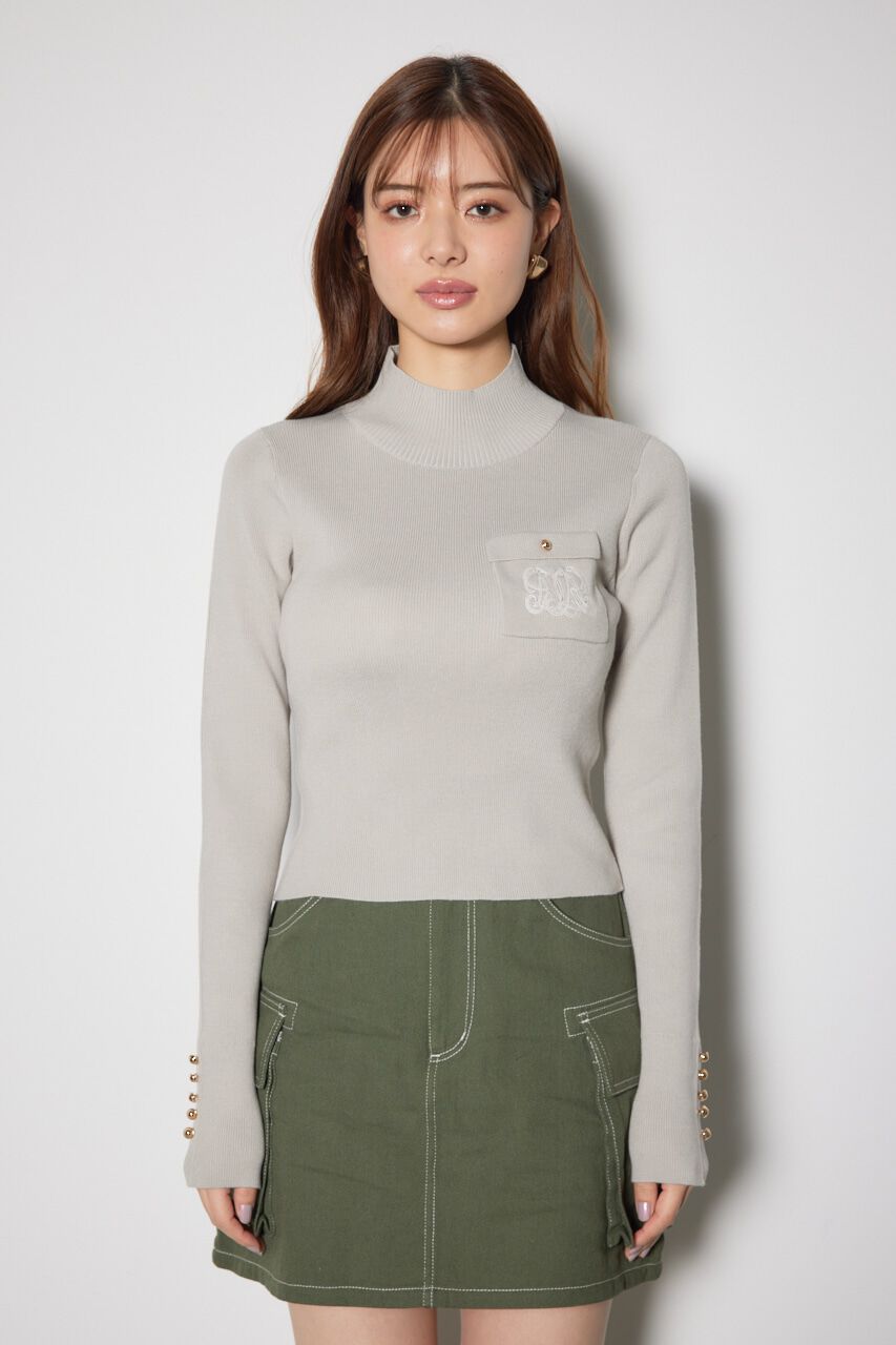 rienda「ポケット刺繍ニットトップス」|ニット・セーター|