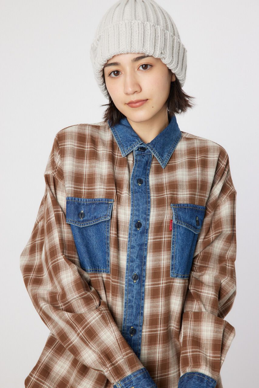 RODEO CROWNS「デニムドッキングチェックシャツ」|シャツ・ブラウス|