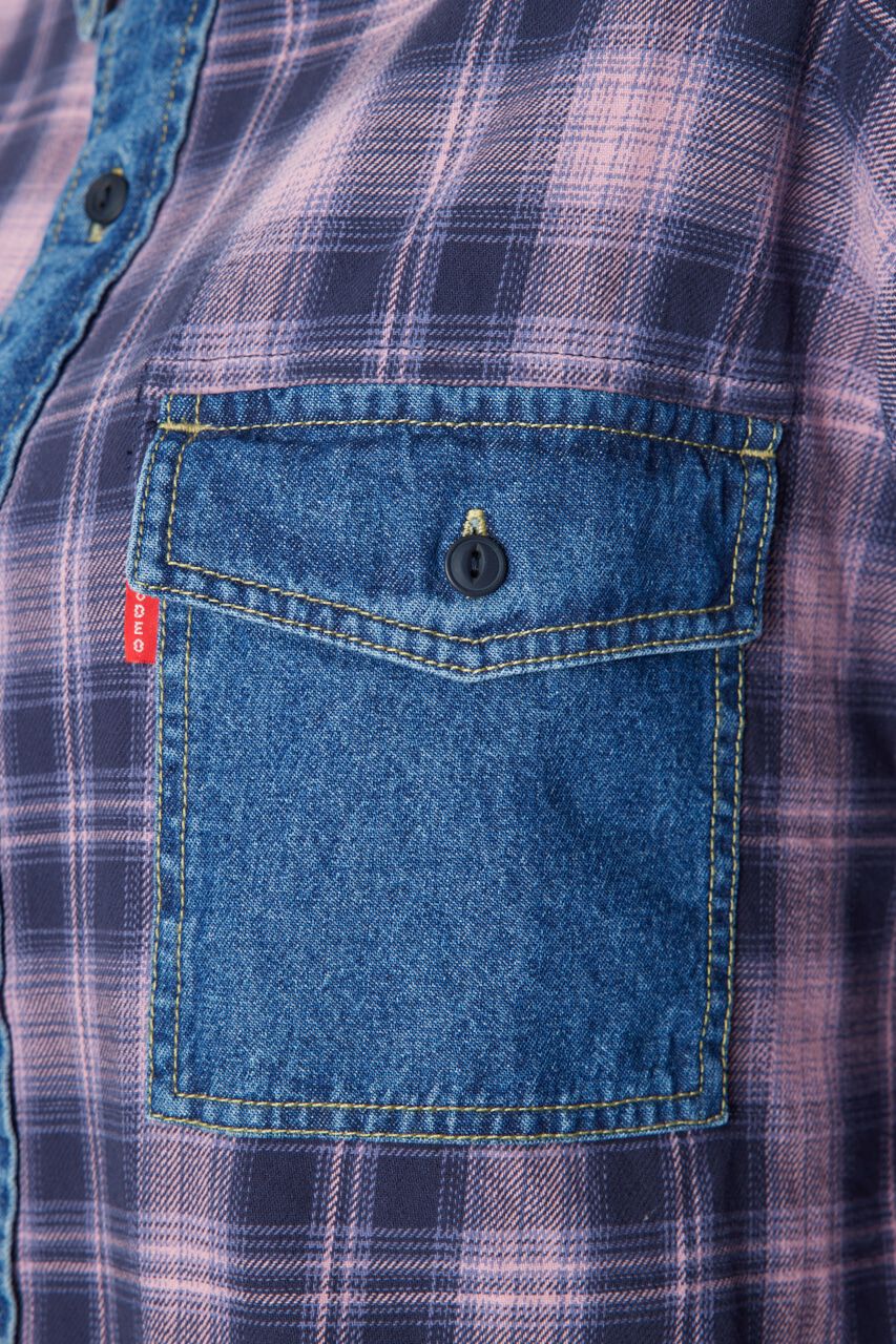 RODEO CROWNS「デニムドッキングチェックシャツ」|シャツ・ブラウス|