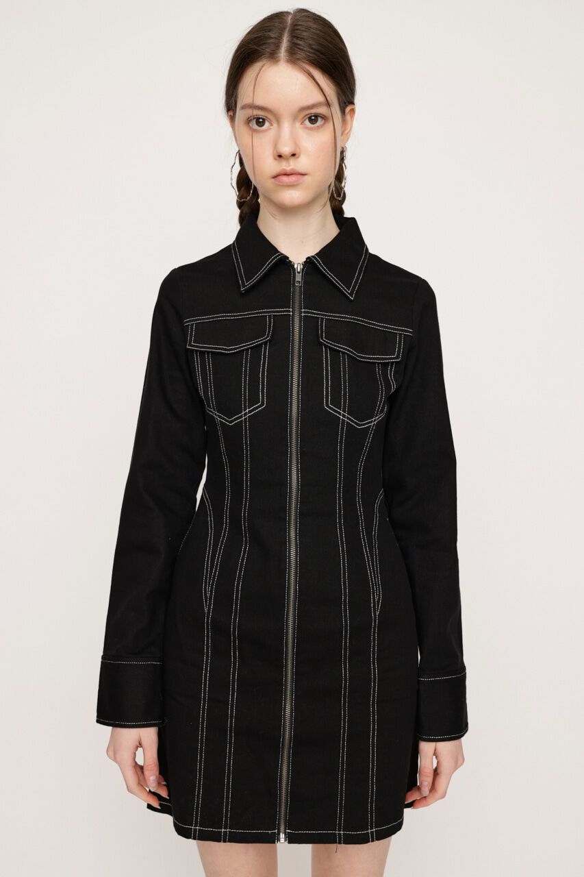 SLY「FRONT ZIP DENIM DETAIL ショートワンピース」|ワンピース|